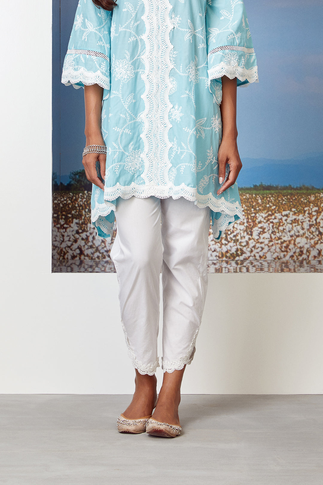 Mulmul Supima Cotton Tiffany Turq Kurta