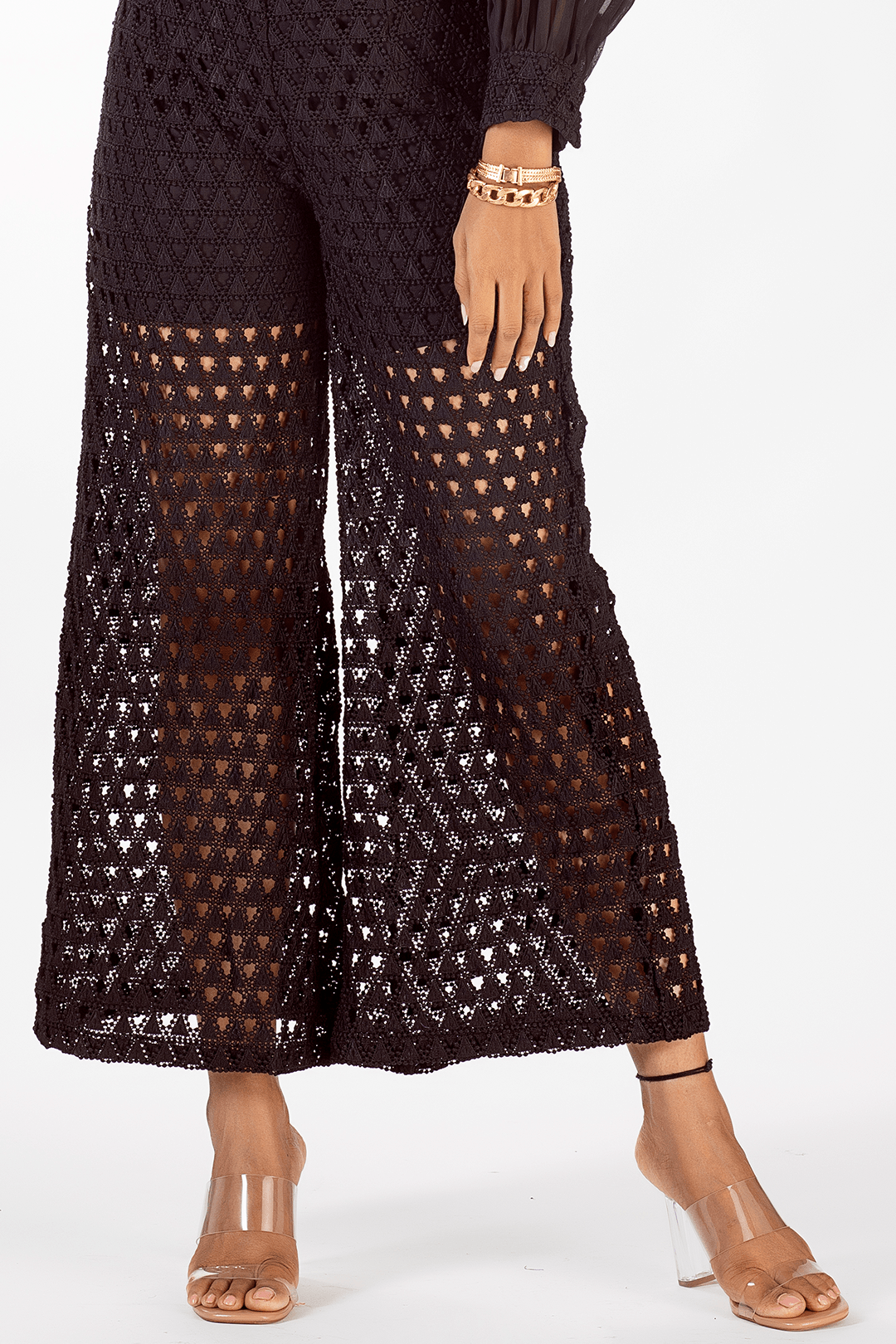 Thea Organza Black Shirt Set