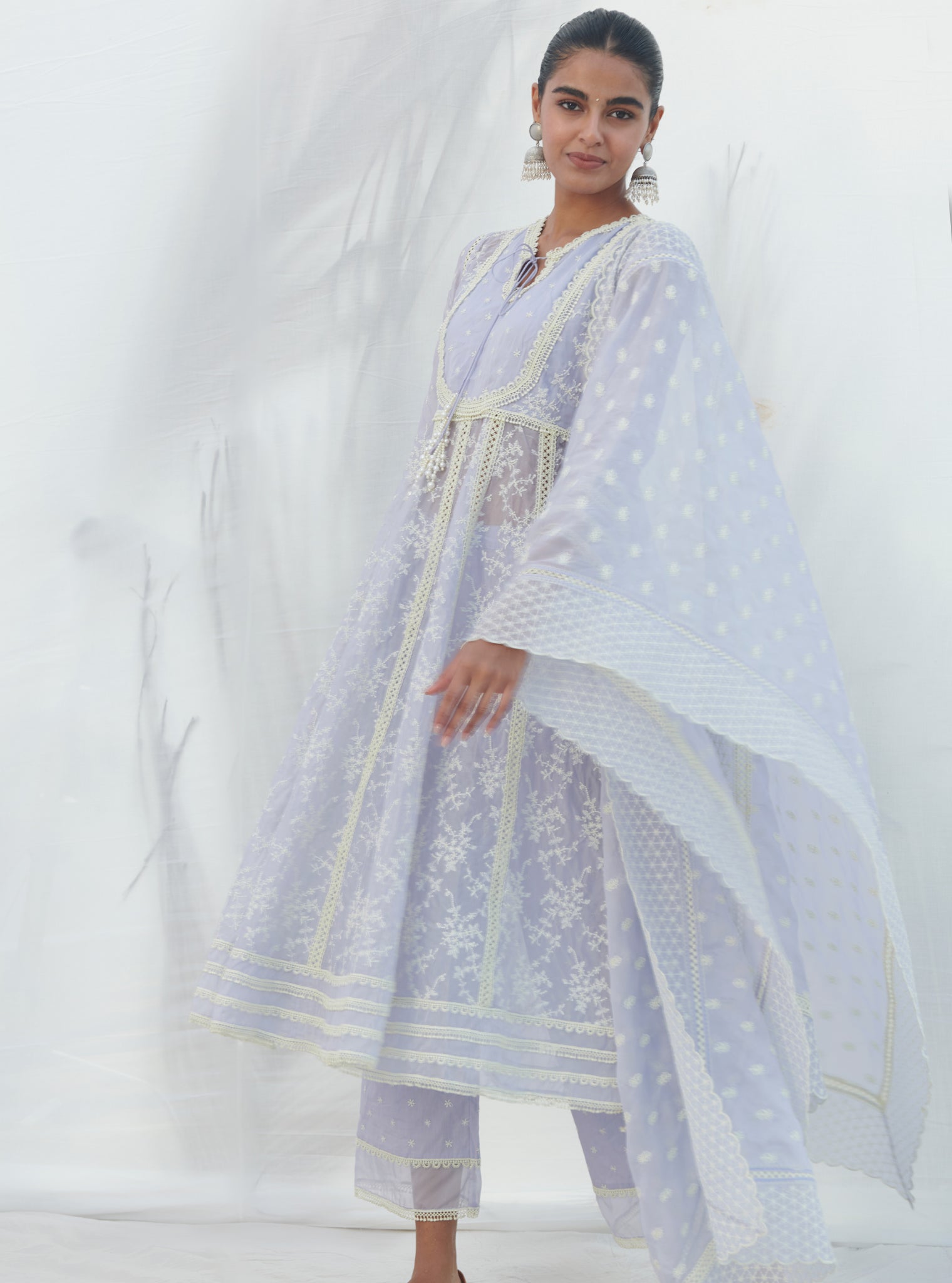 Tisca Organza Lilac Anarkali Kurta Set