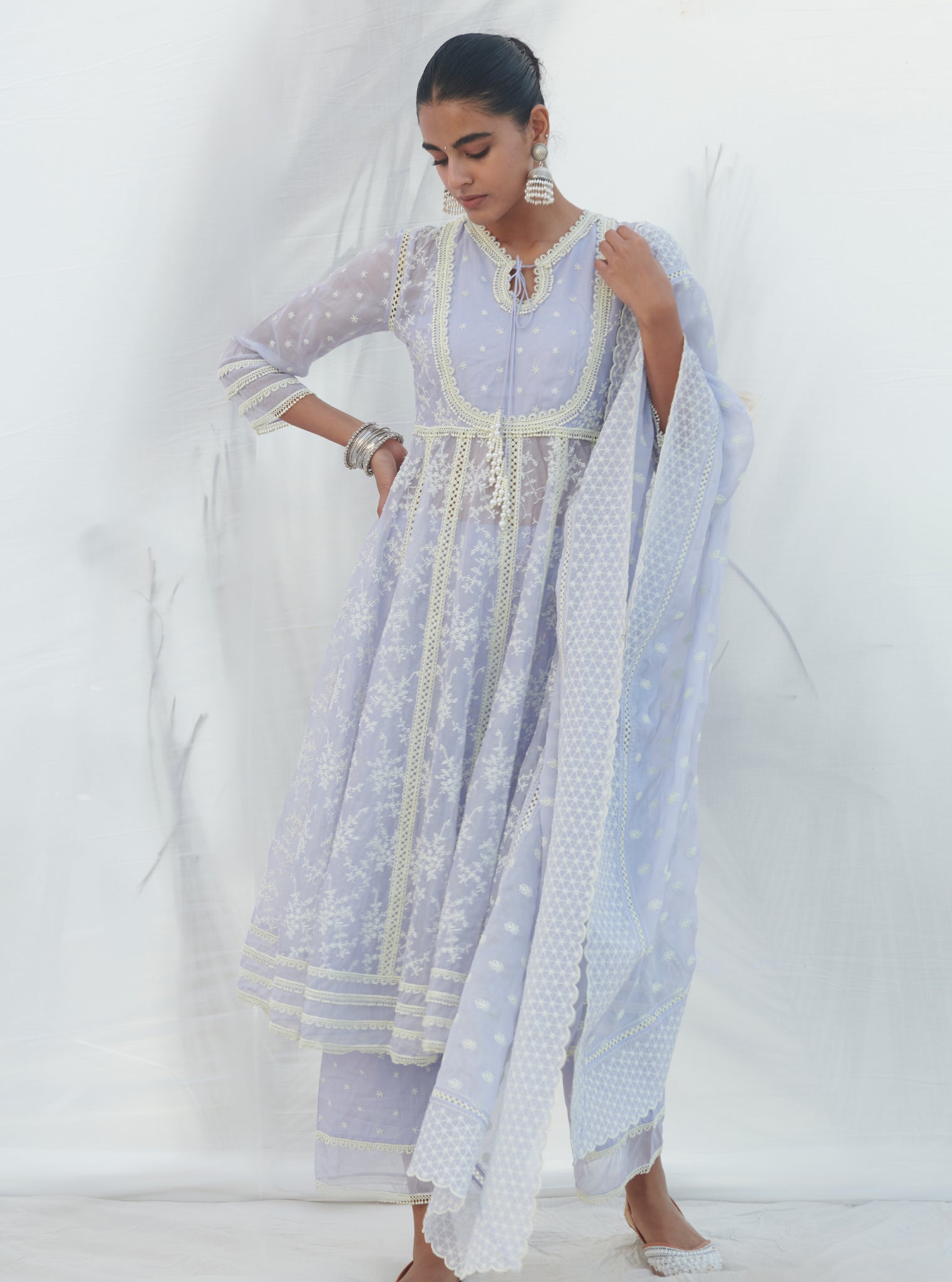 Tisca Organza Lilac Anarkali Kurta Set