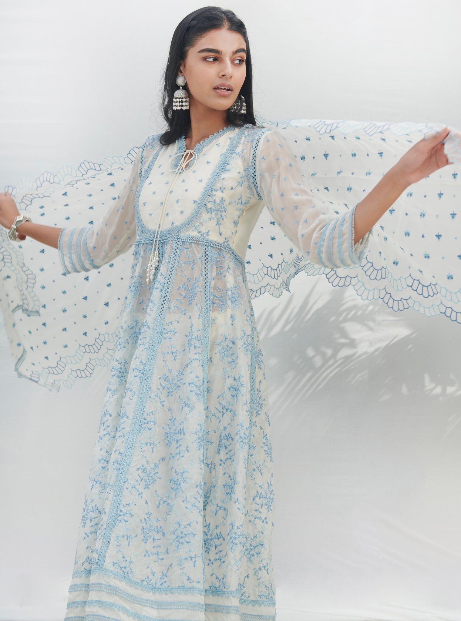 Tisca Organza White Anarkali Kurta Set
