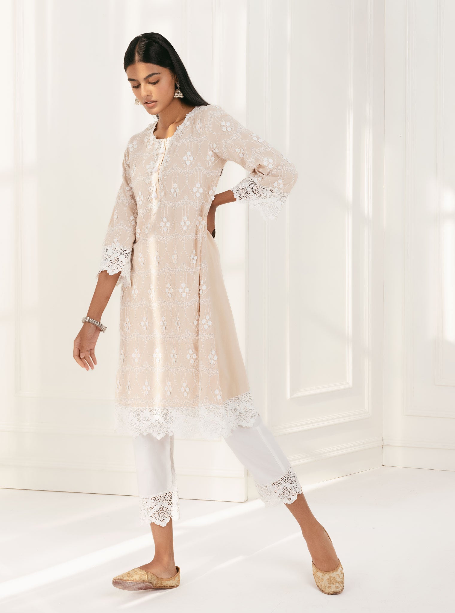 Tirchy Supima Cotton Beige Kurta Set