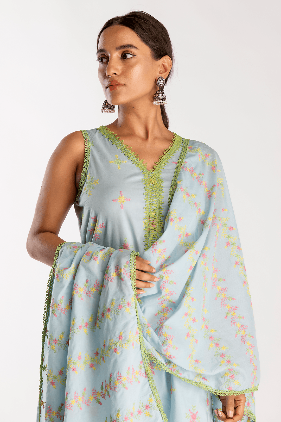 Tryst Supima Cotton Blue Kurta Set