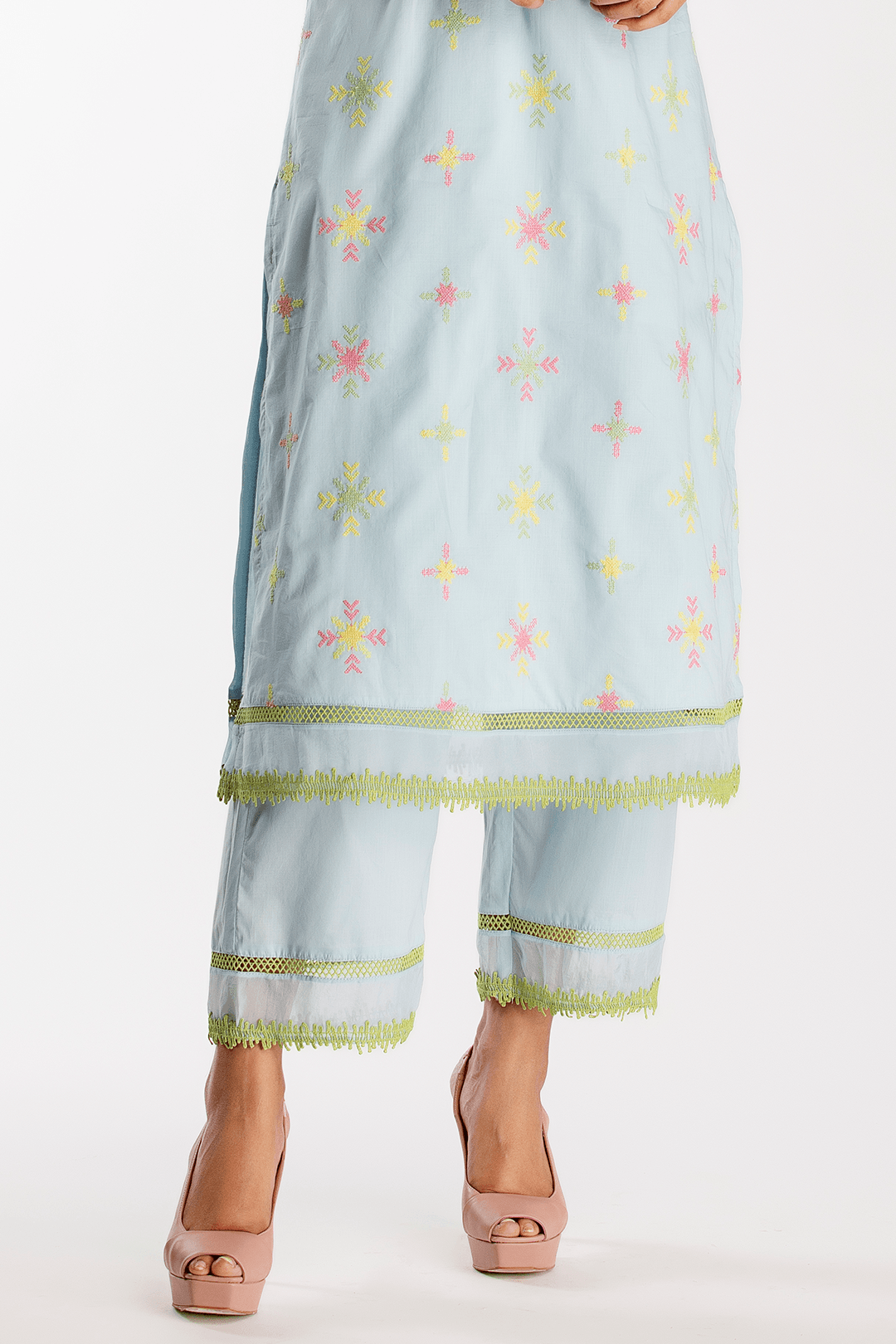 Tryst Supima Cotton Blue Kurta Set