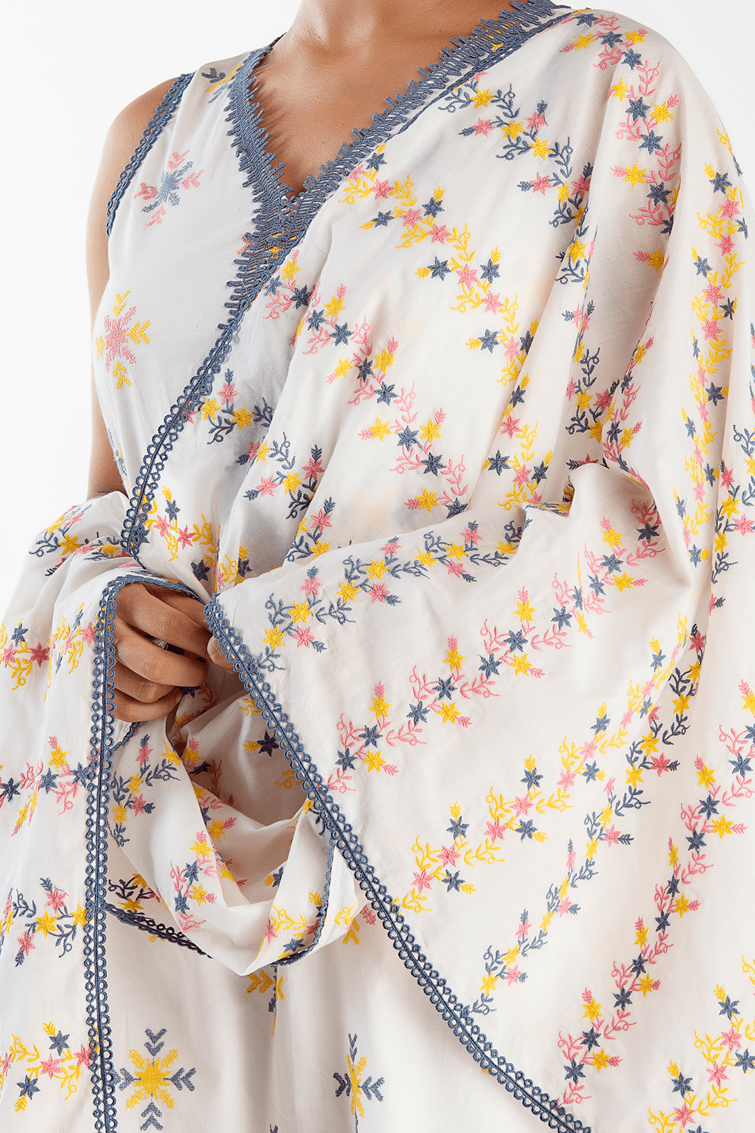 Tryst Supima Cotton White Kurta Set