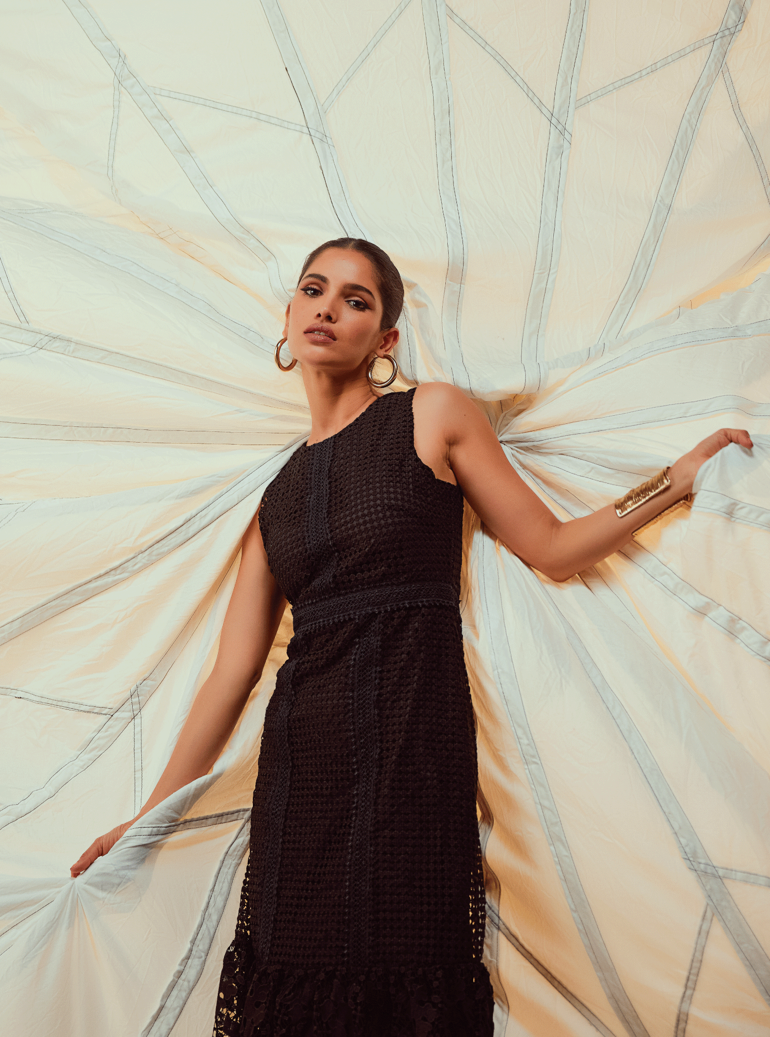 Guipure Skye Supima Cotton Black Dress