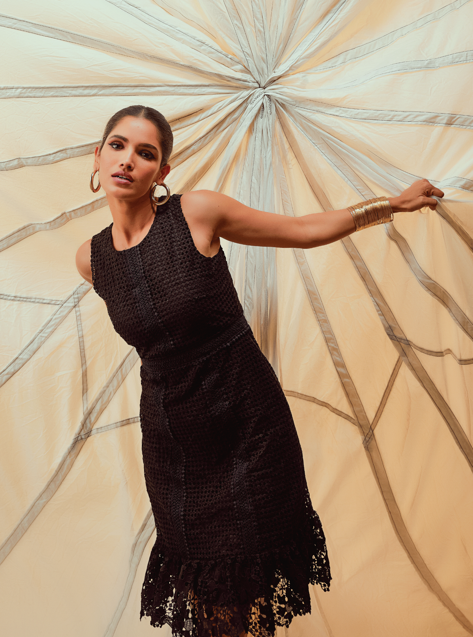 Guipure Skye Supima Cotton Black Dress