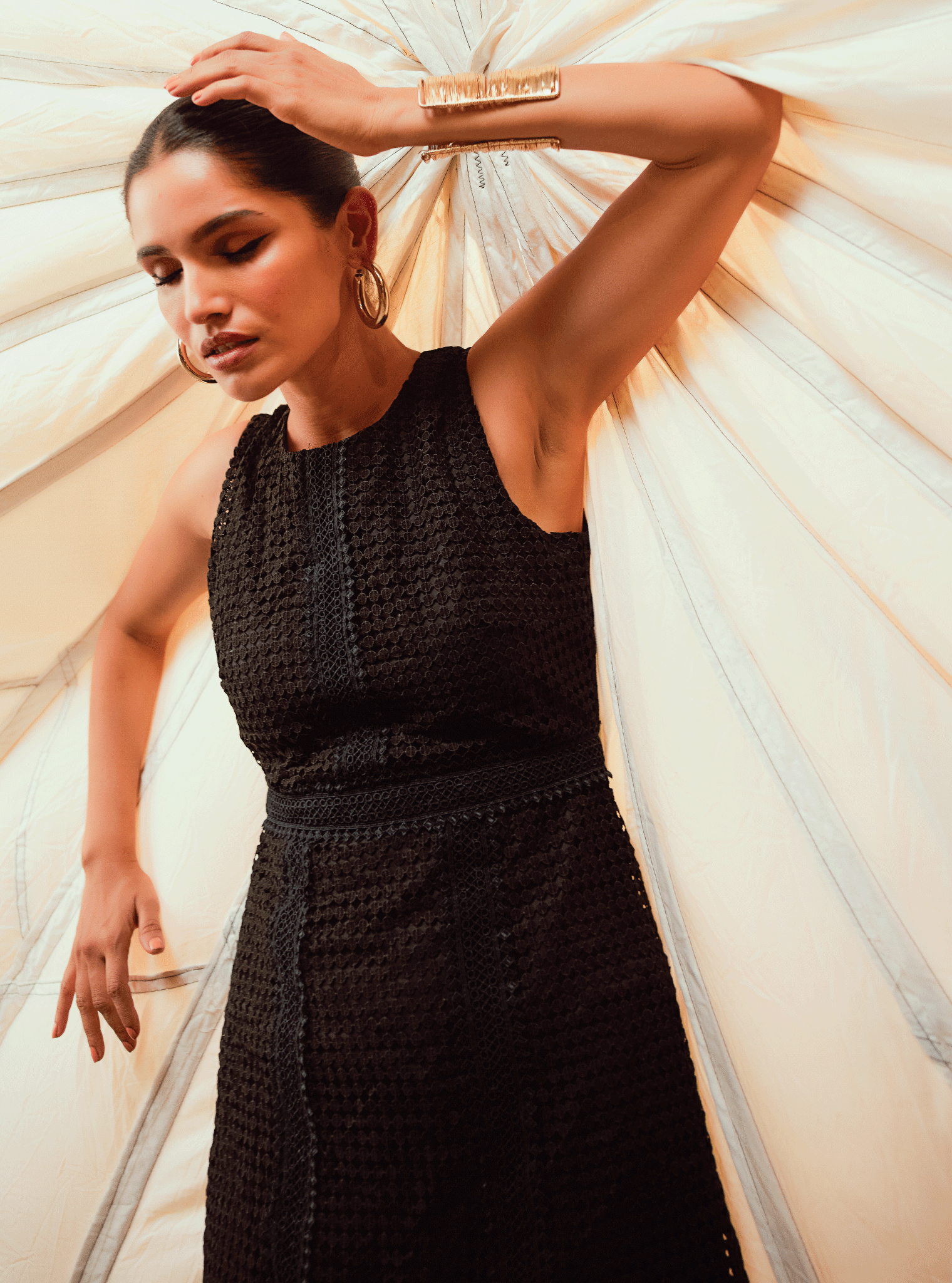 Guipure Skye Supima Cotton Black Dress