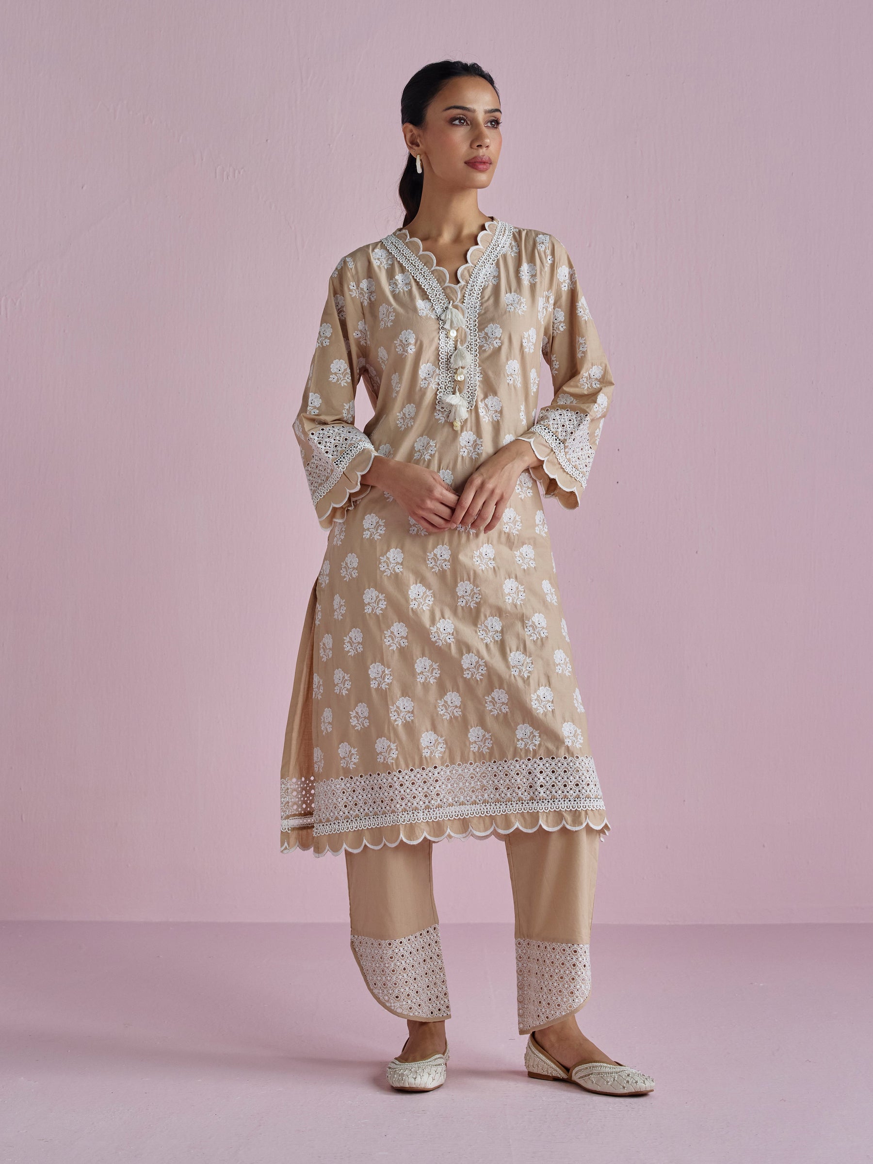 Avo Supima Cotton Beige Kurta Set