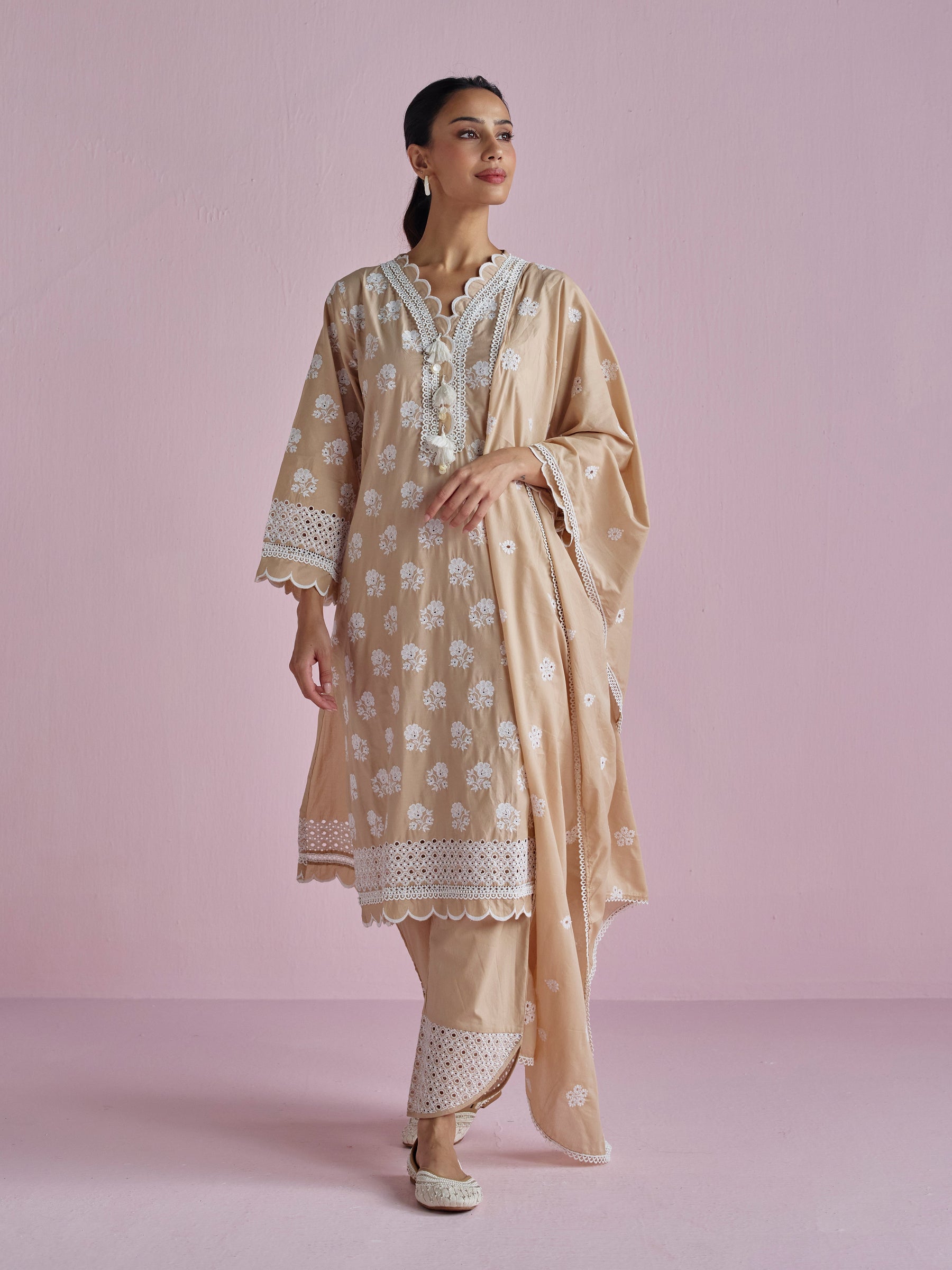 Avo Supima Cotton Beige Kurta Set