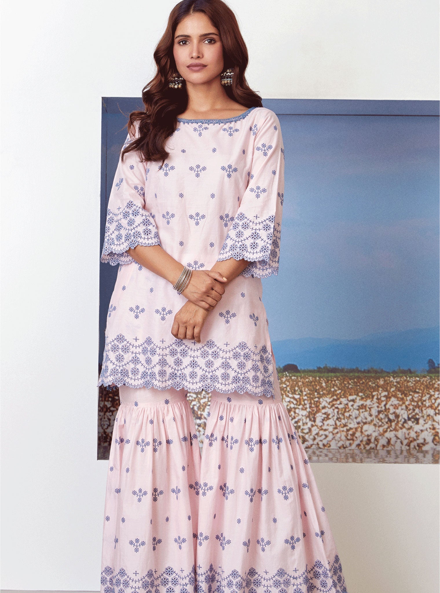 Ashberry Supima Cotton Kurta with Garara Set
