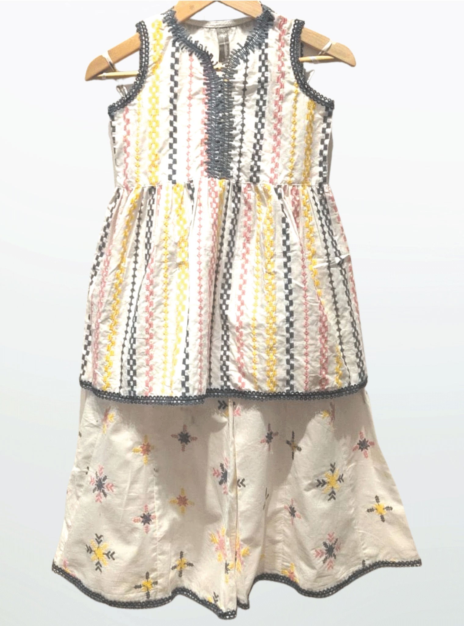 Loretta Supima Cotton White Kurta with Sharara Set