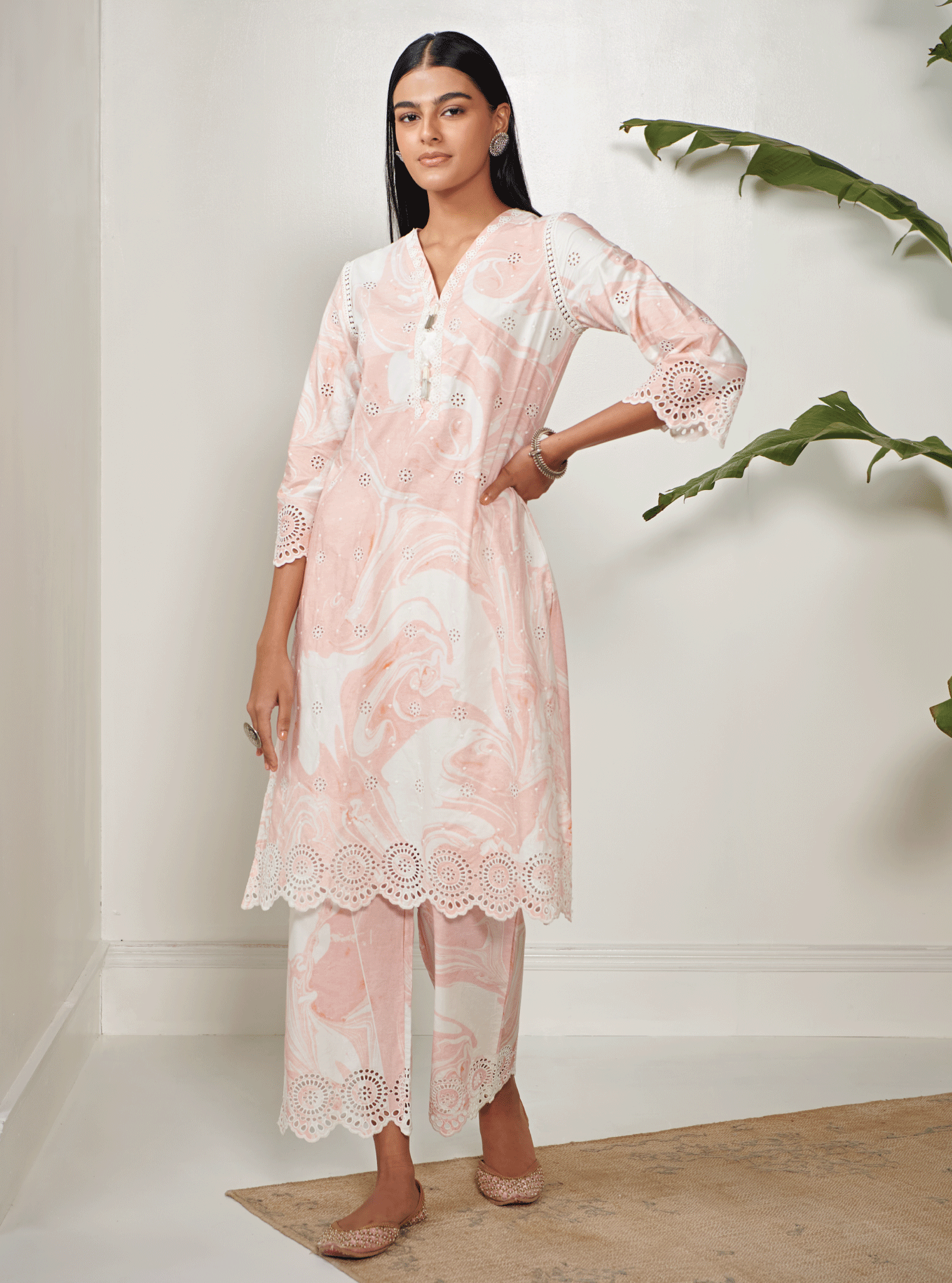Carrara Supima Cotton Pink Kurta Set