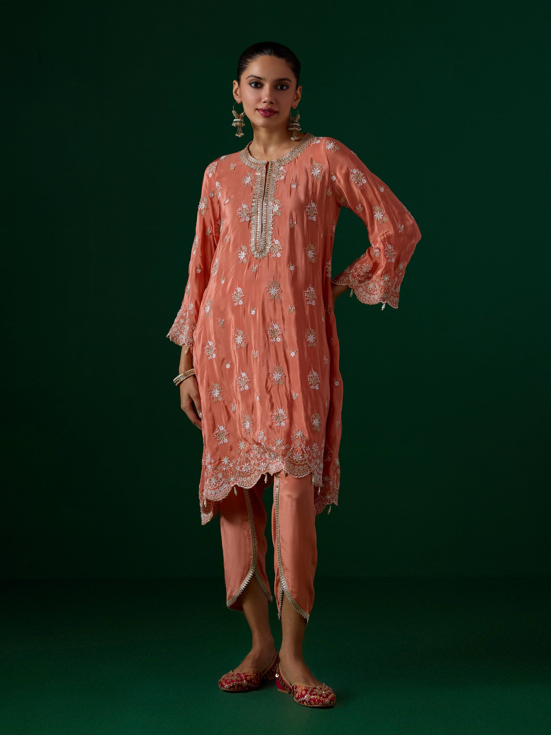 Kangna Crepe Terracotta Kurta Set