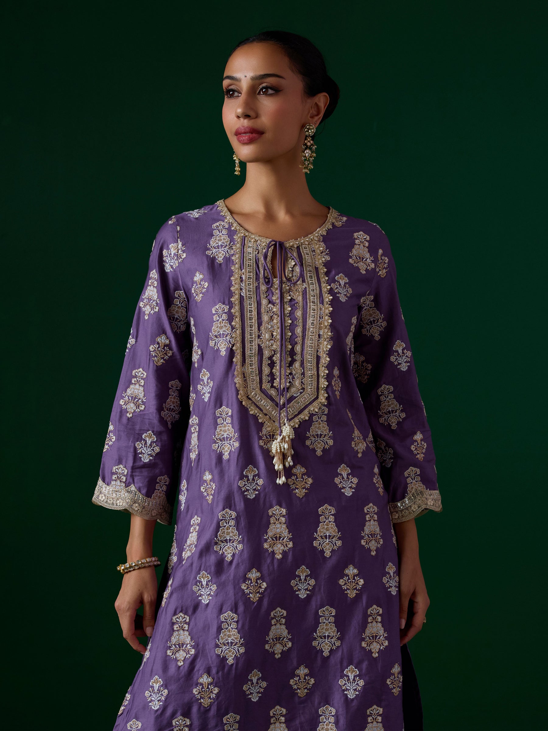 Intira Pima Satin Voilet Kurta Set