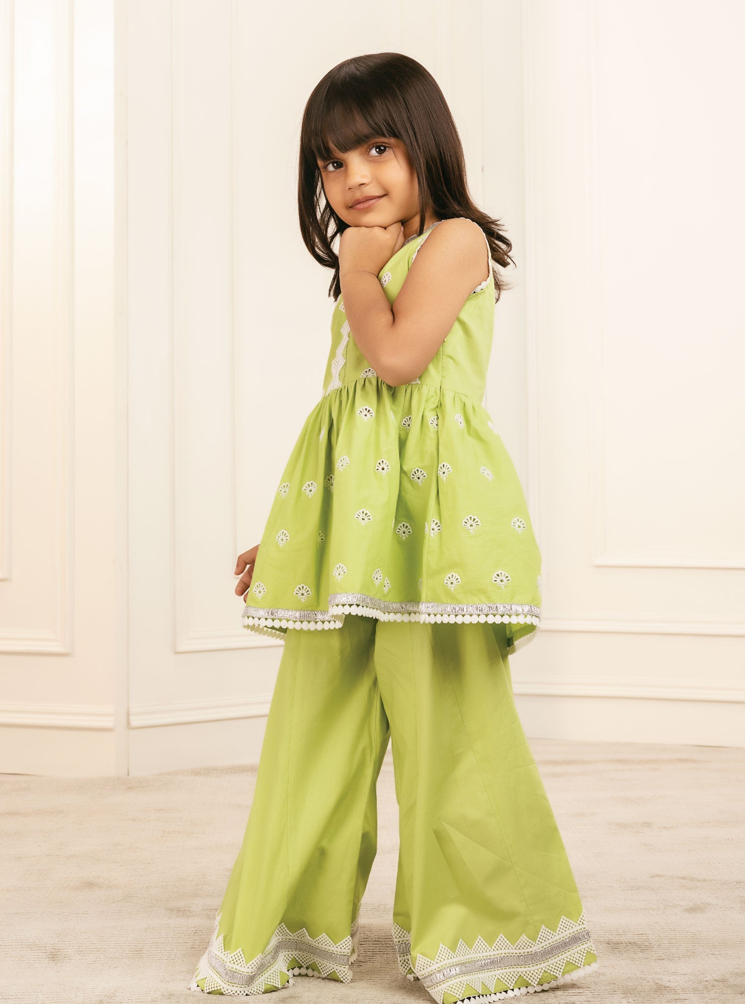 Figo Supima Cotton Light Green Sharara Set