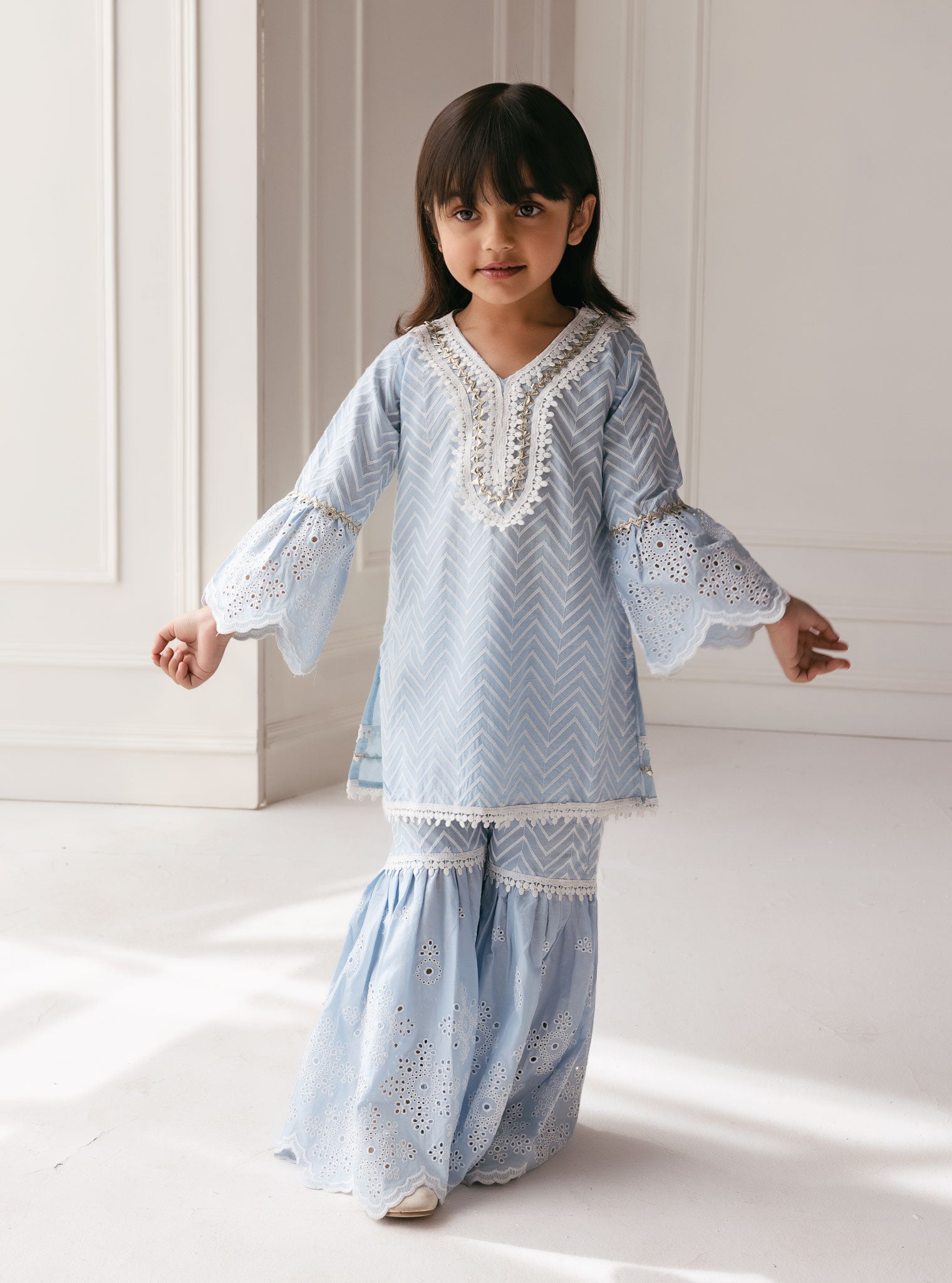 Philo Supima Cotton Light Blue Garara Set