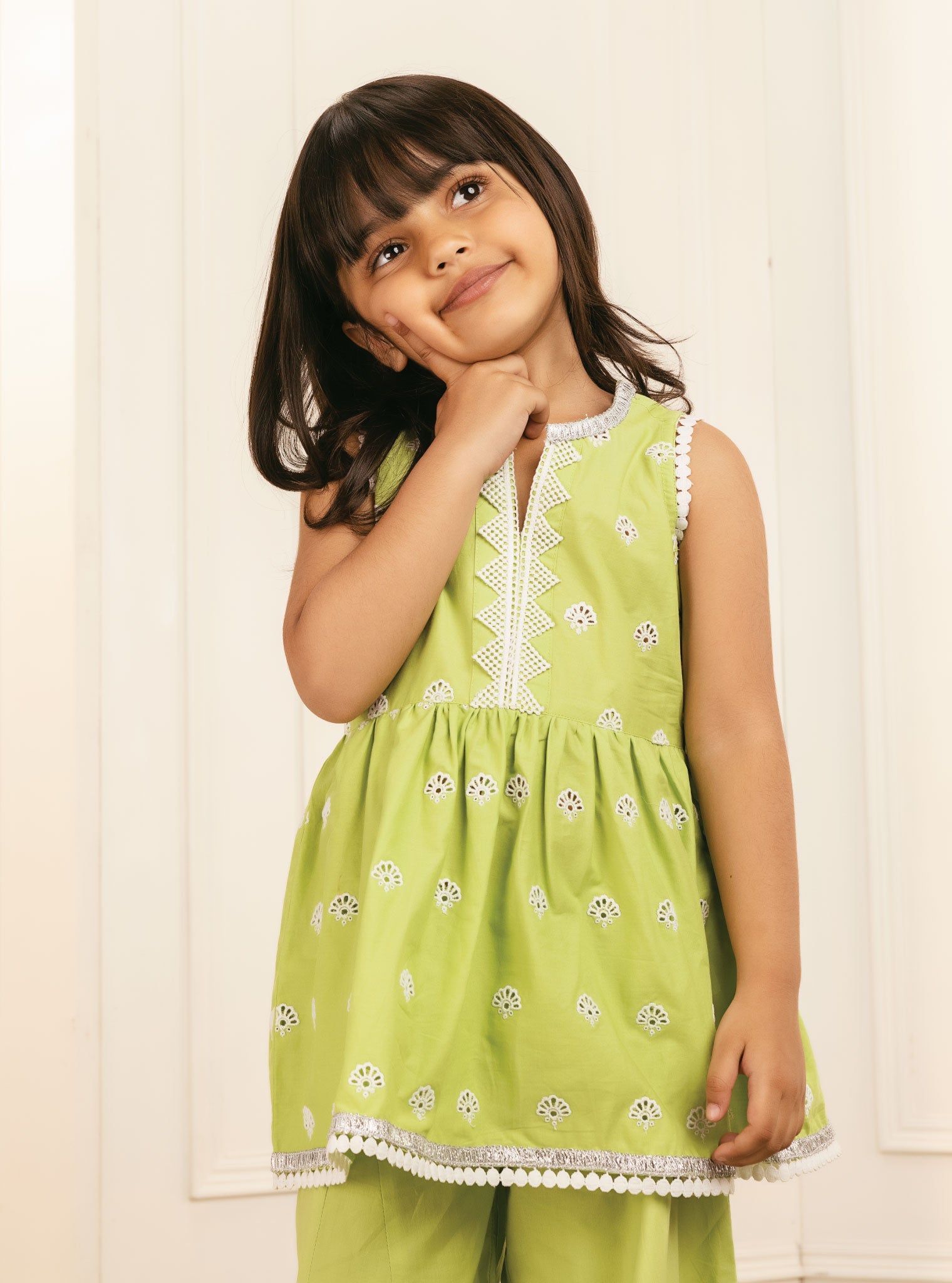 Figo Supima Cotton Light Green Sharara Set