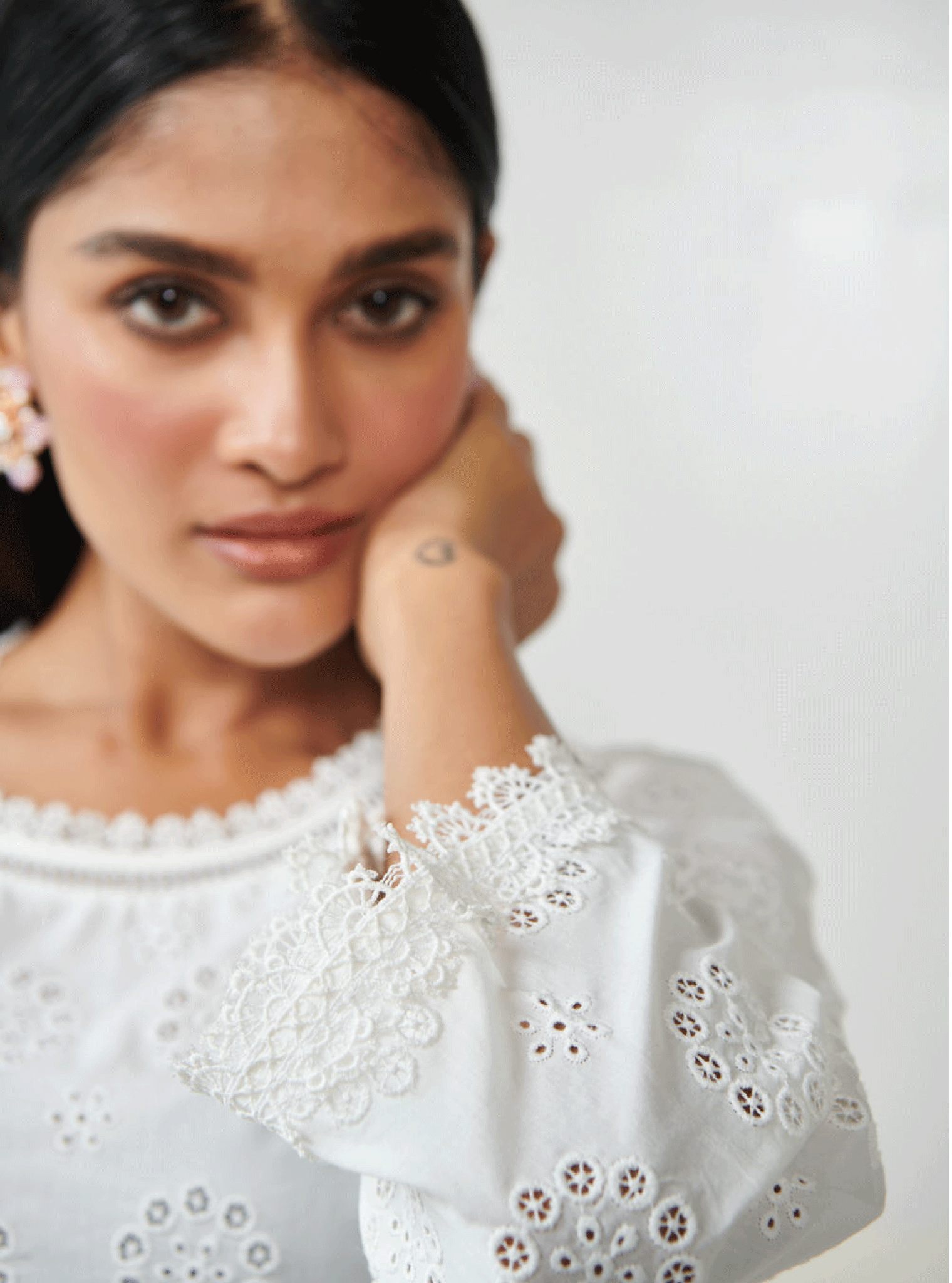 Tess Supima Cotton White Top with Pant Set