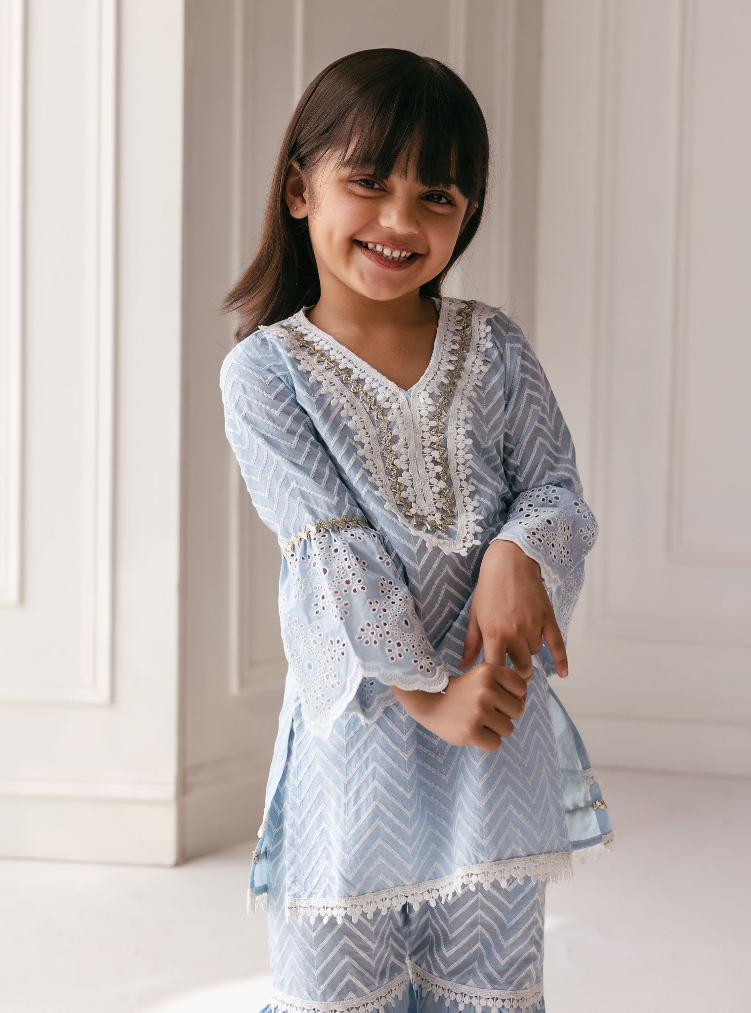 Philo Supima Cotton Light Blue Garara Set