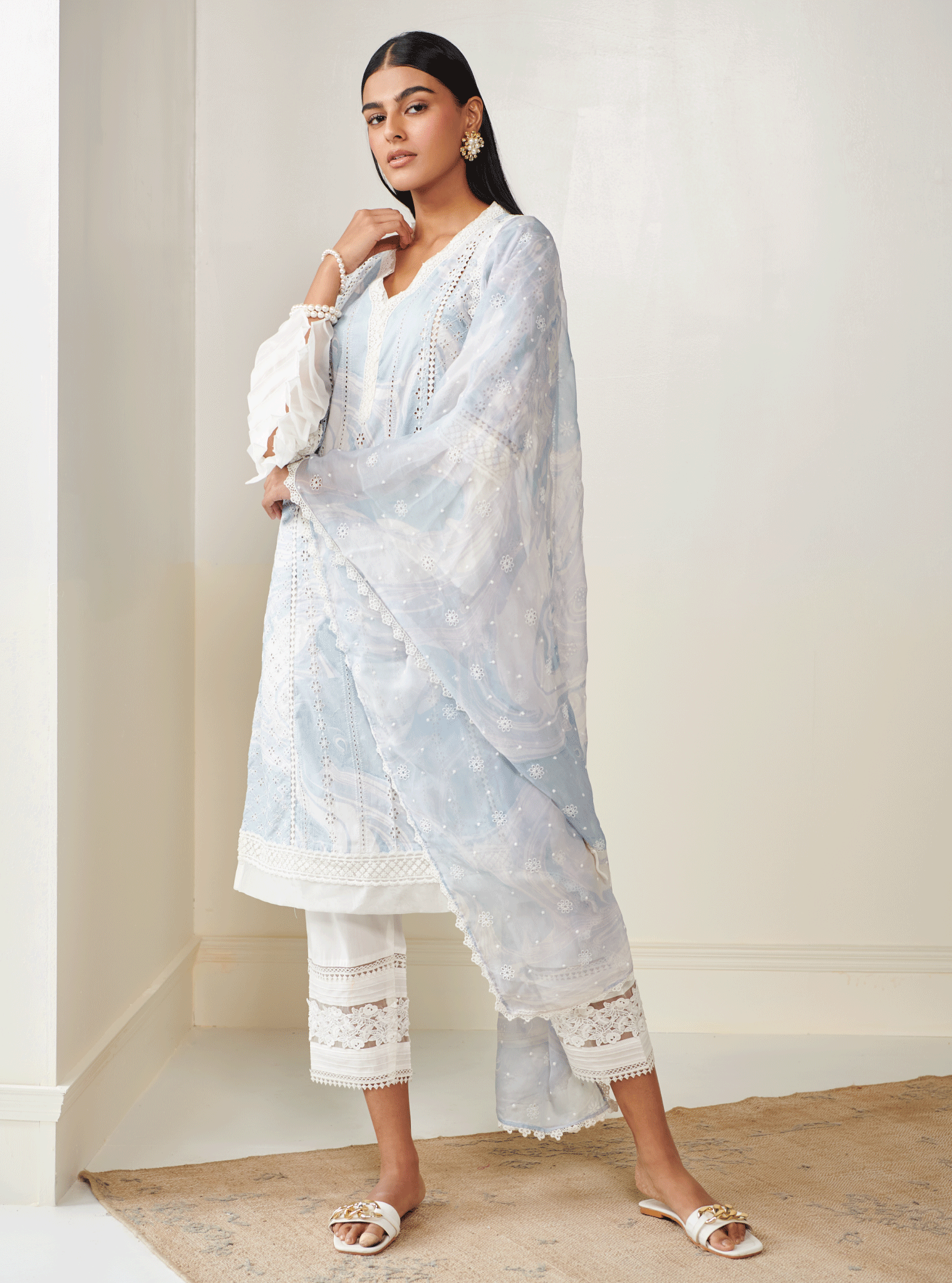 Ollin Supima Cotton Blue Kurta Set
