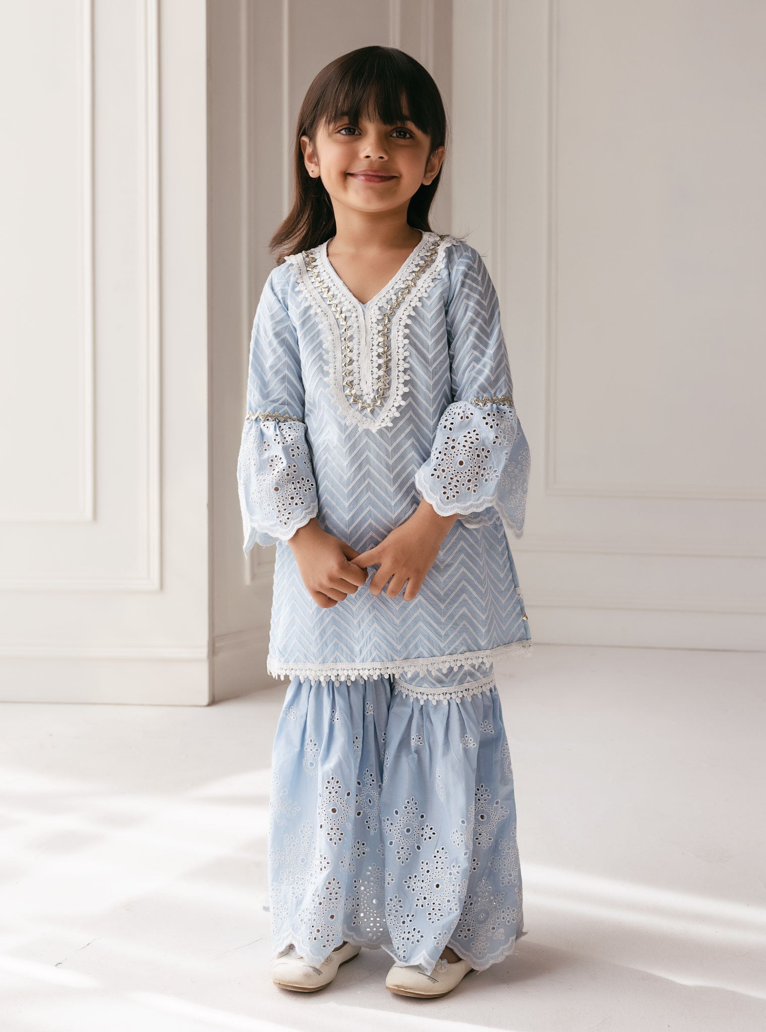 Philo Supima Cotton Light Blue Garara Set