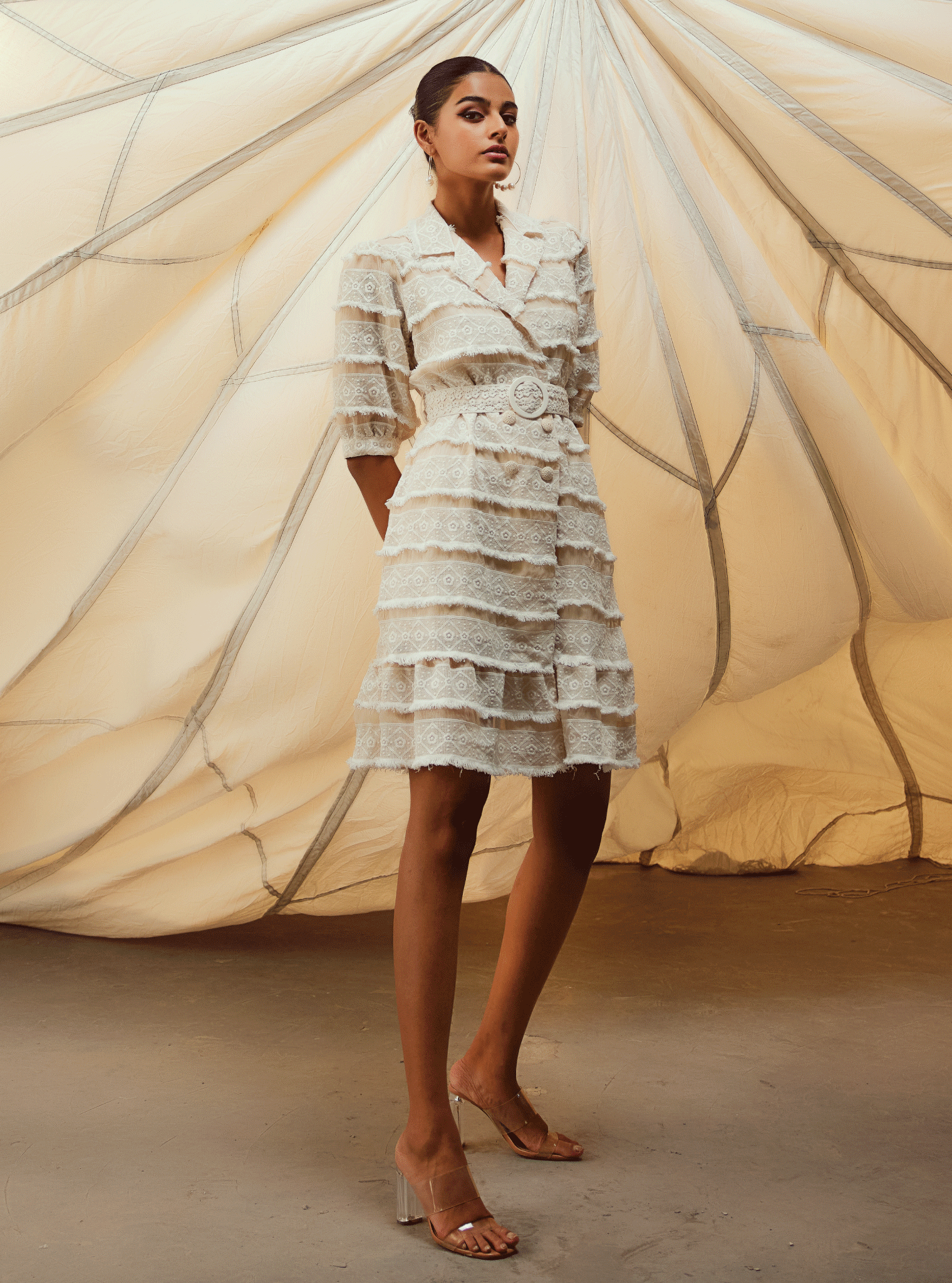 Cass Organza Khaki Dress