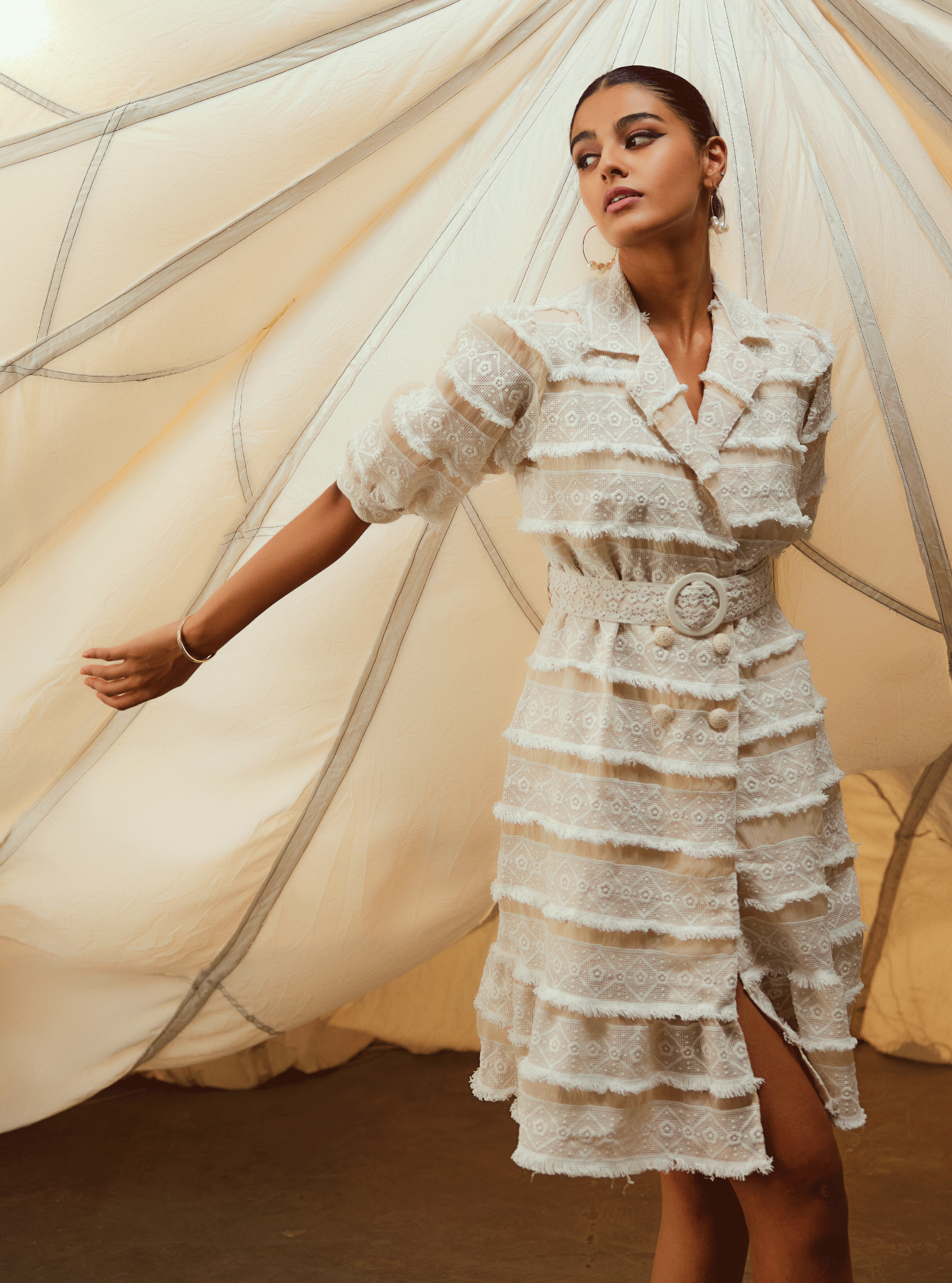 Cass Organza Khaki Dress