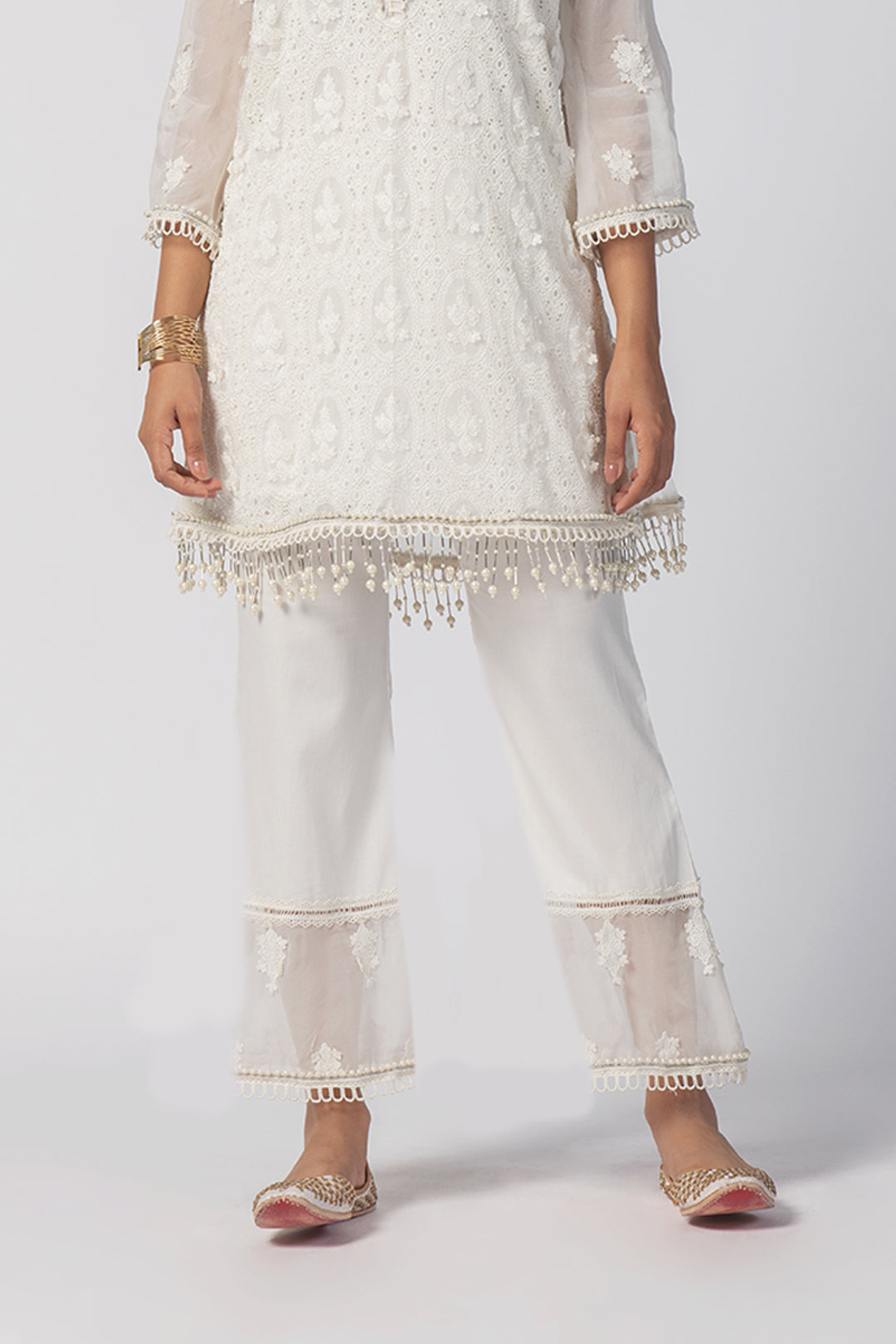 Savannah Tencel Luxe Organza Off White Kurta Set
