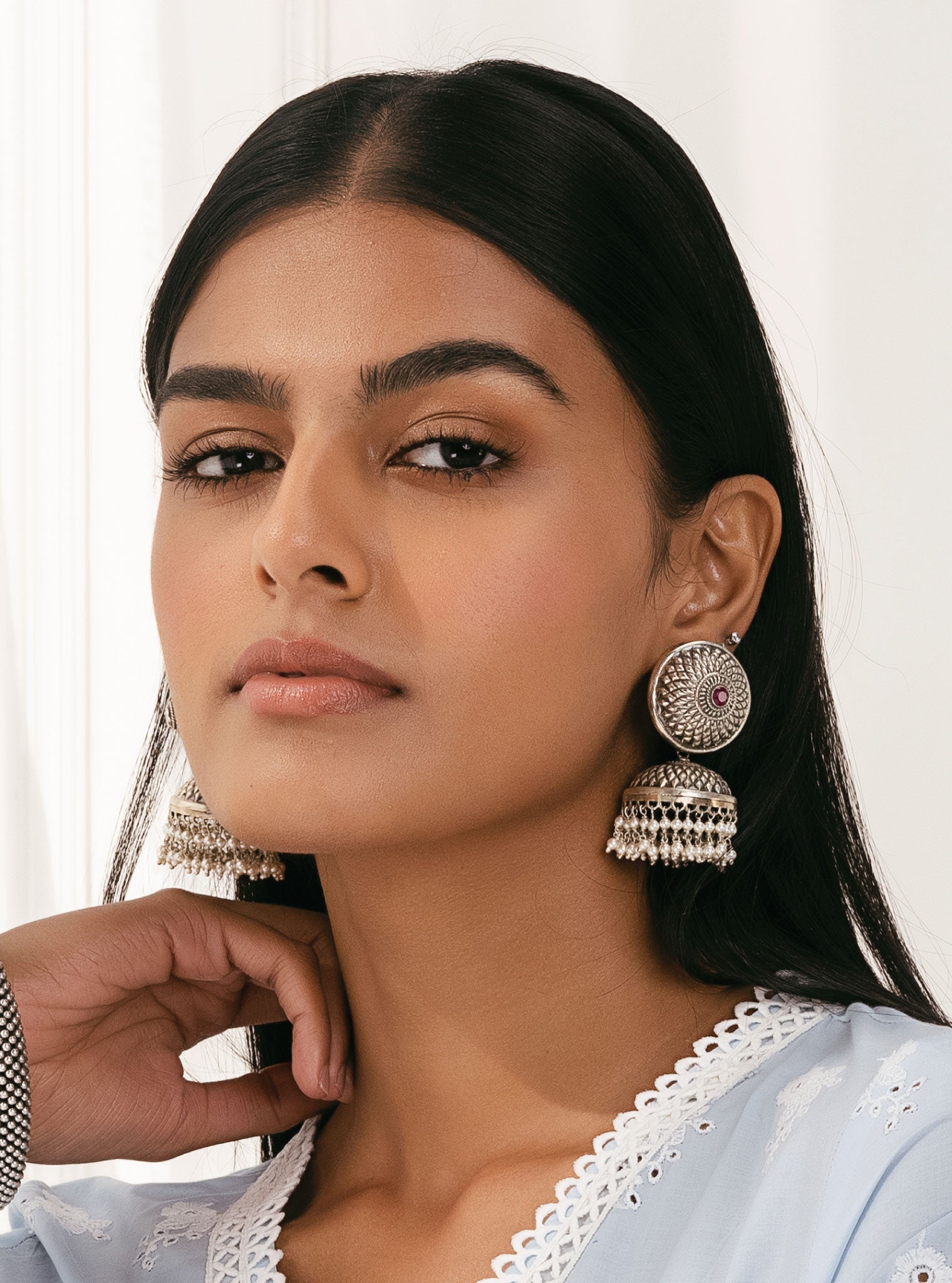 Pure Silver Urvi Pearl Jhumki