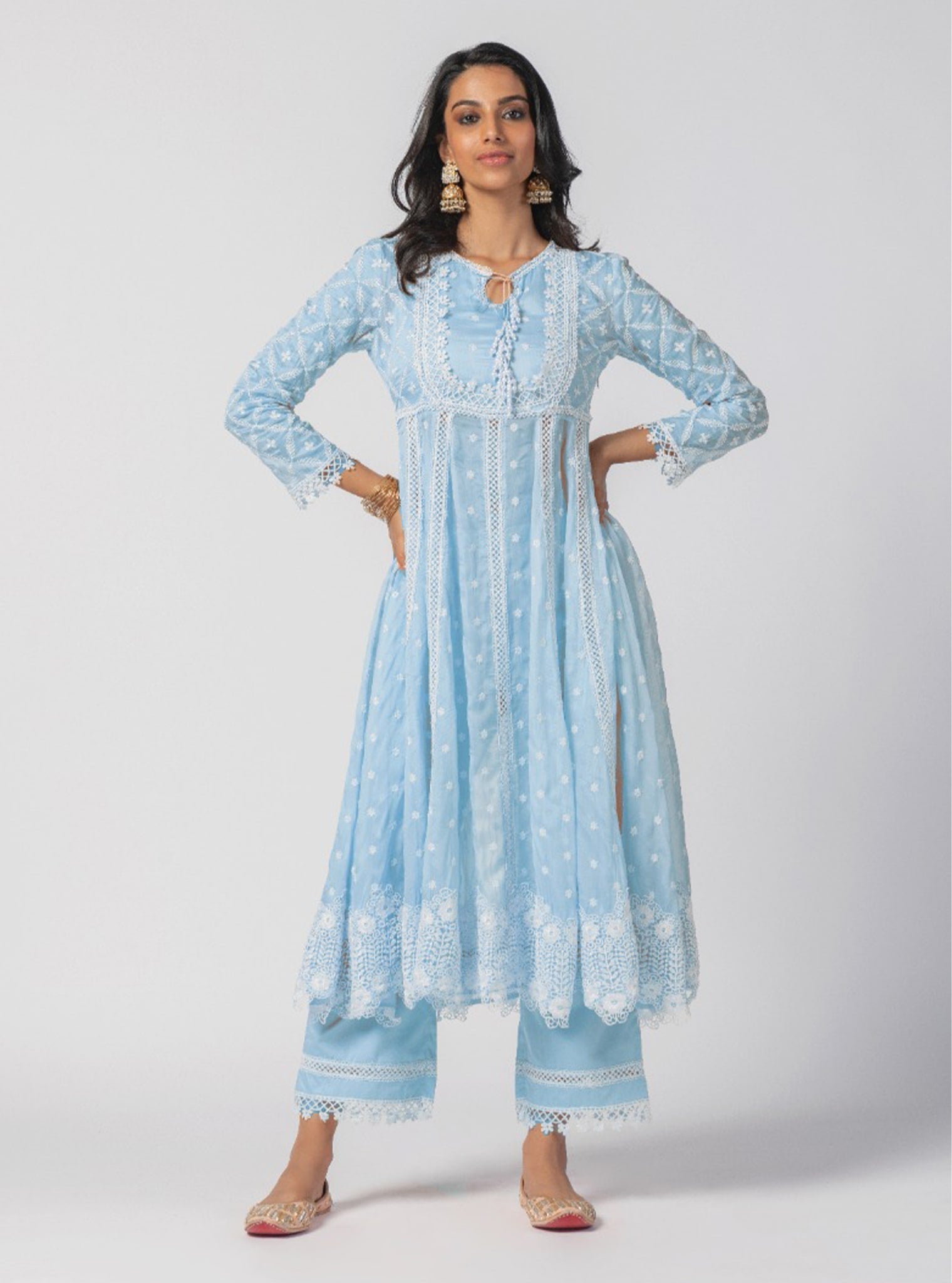 Valerie Organza Blue Anarkali Kurta Set