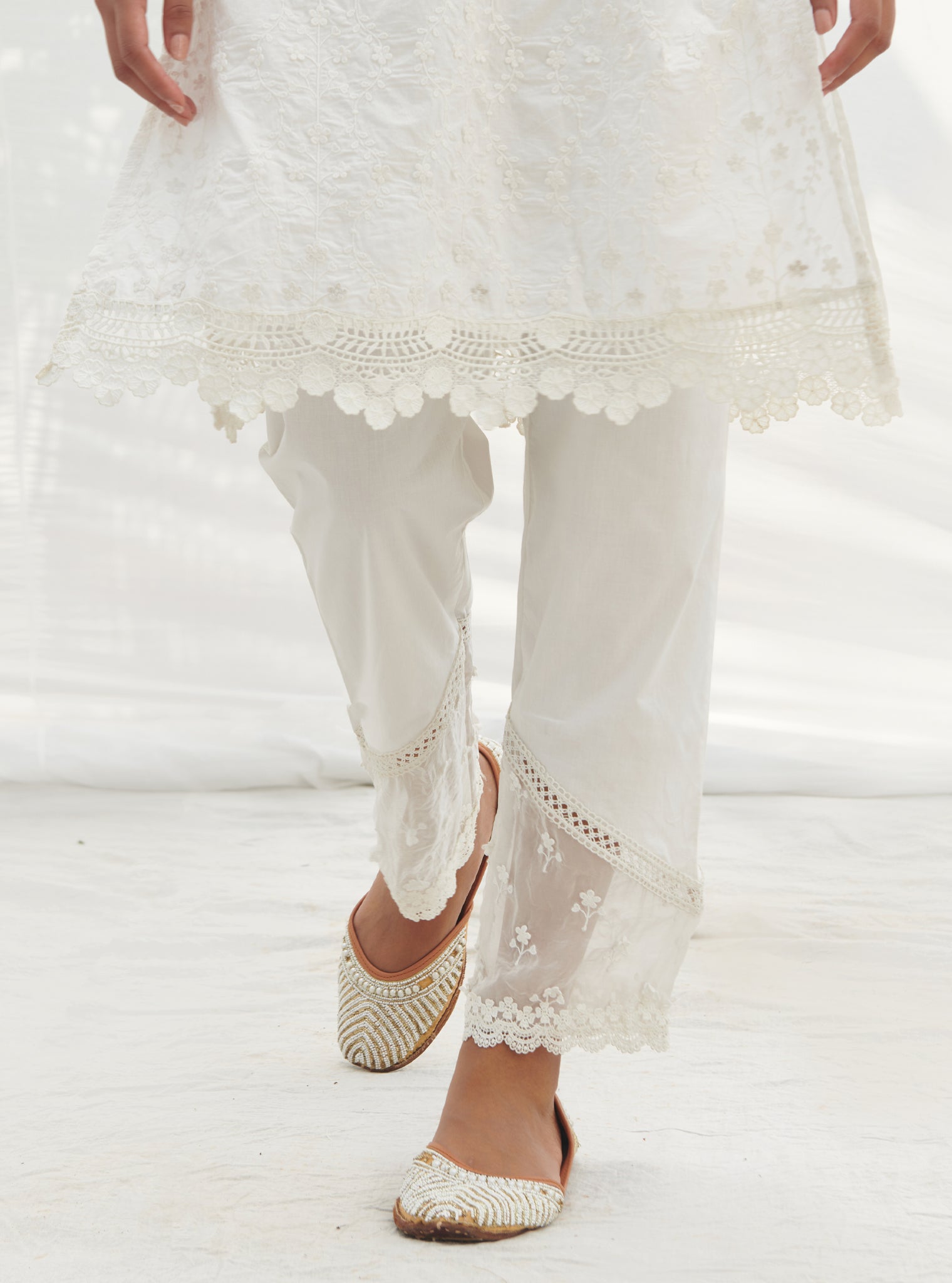 Veliena Supima Cotton White Kurta Set