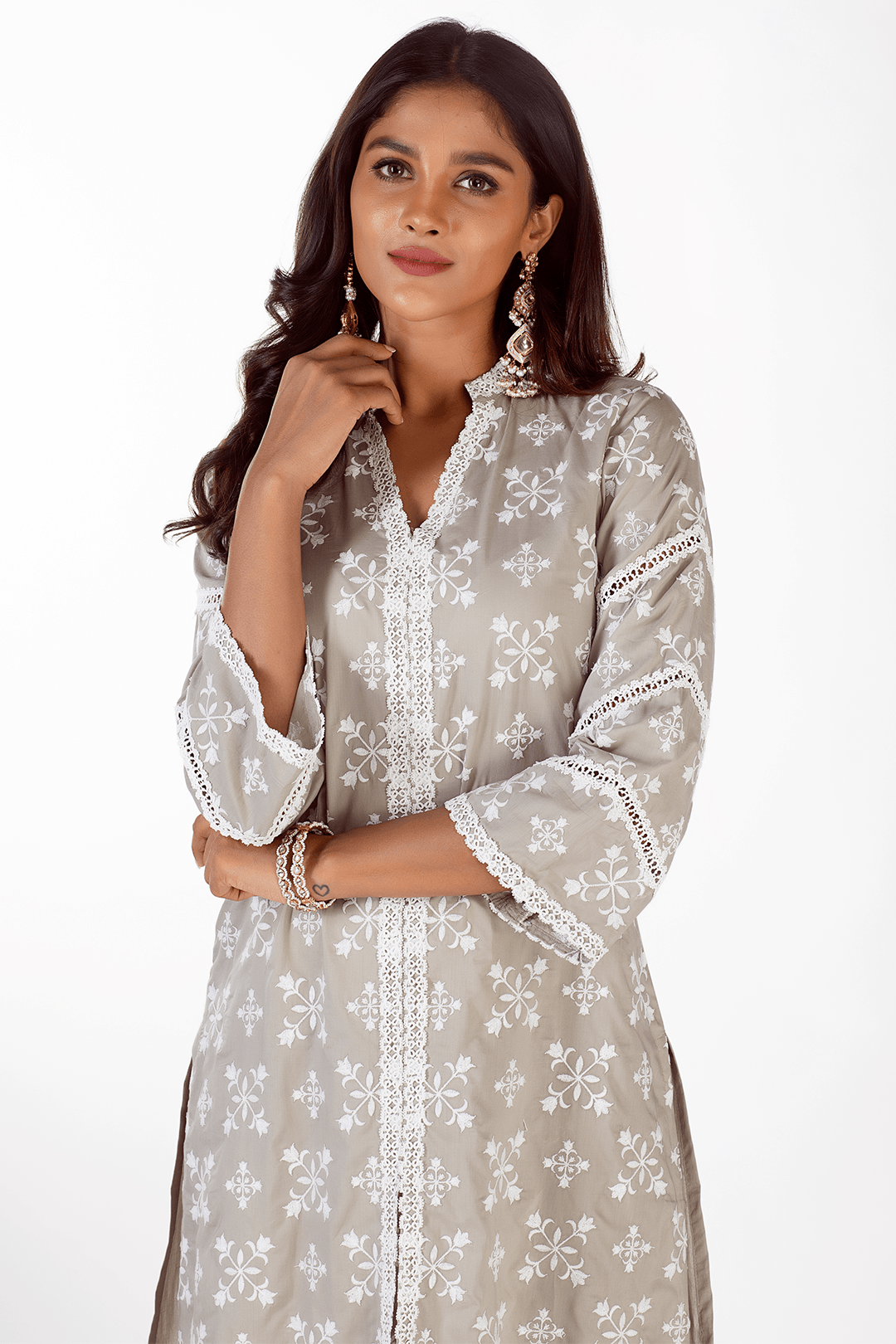 Vera Supima Cotton Grey Kurta Set