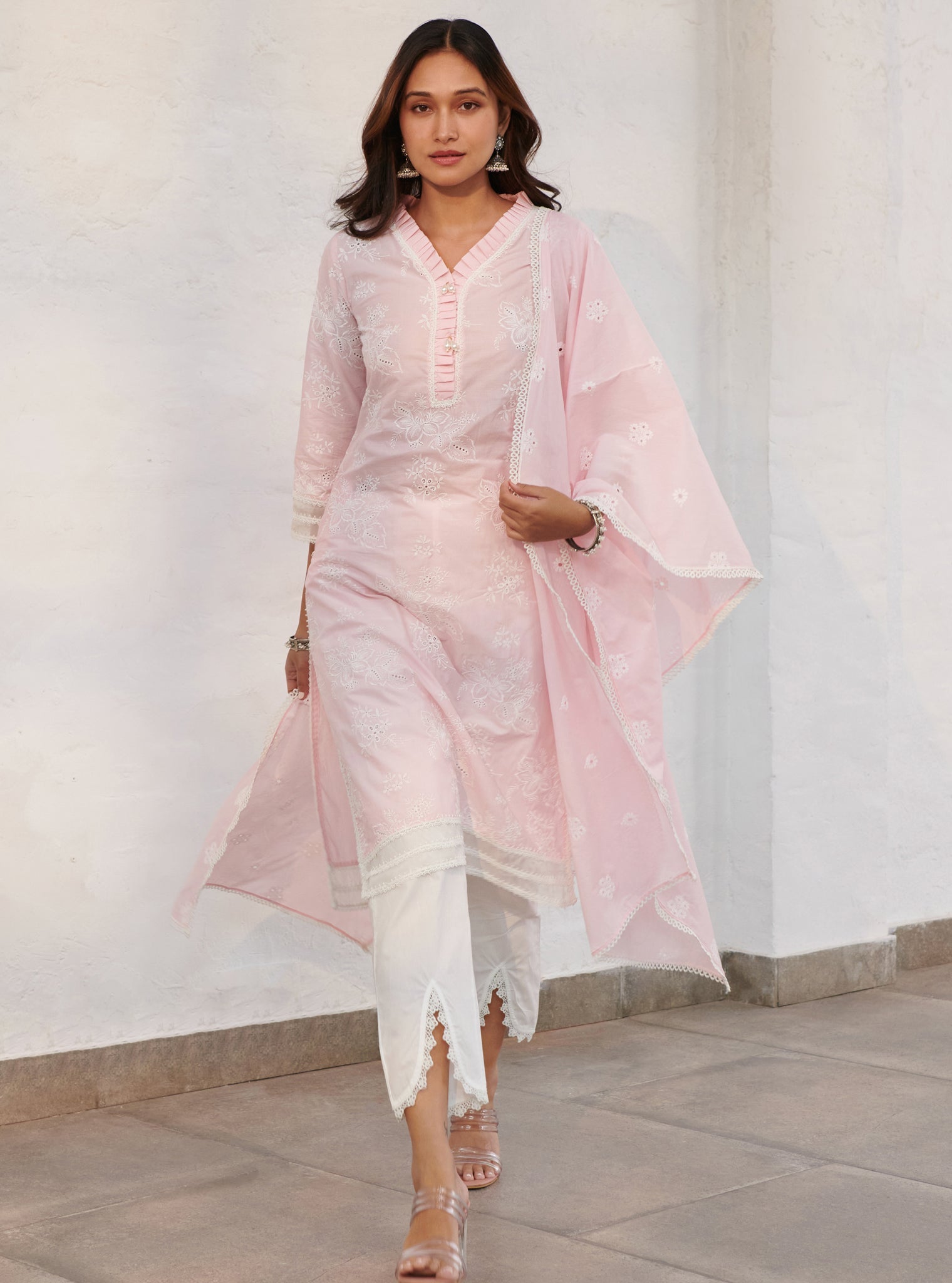 Verlem Supima Cotton Pink Kurta Set
