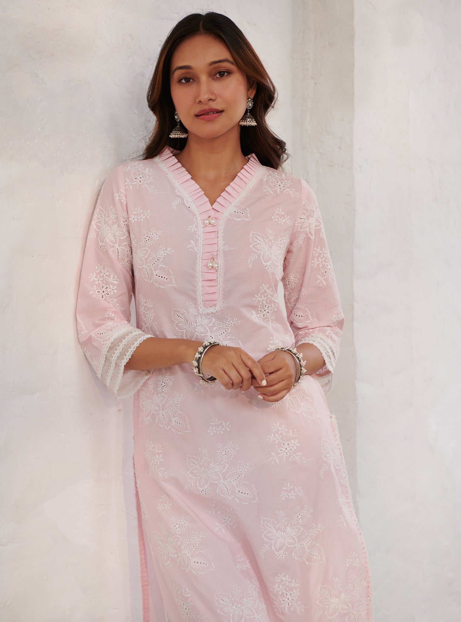 Verlem Supima Cotton Pink Kurta Set