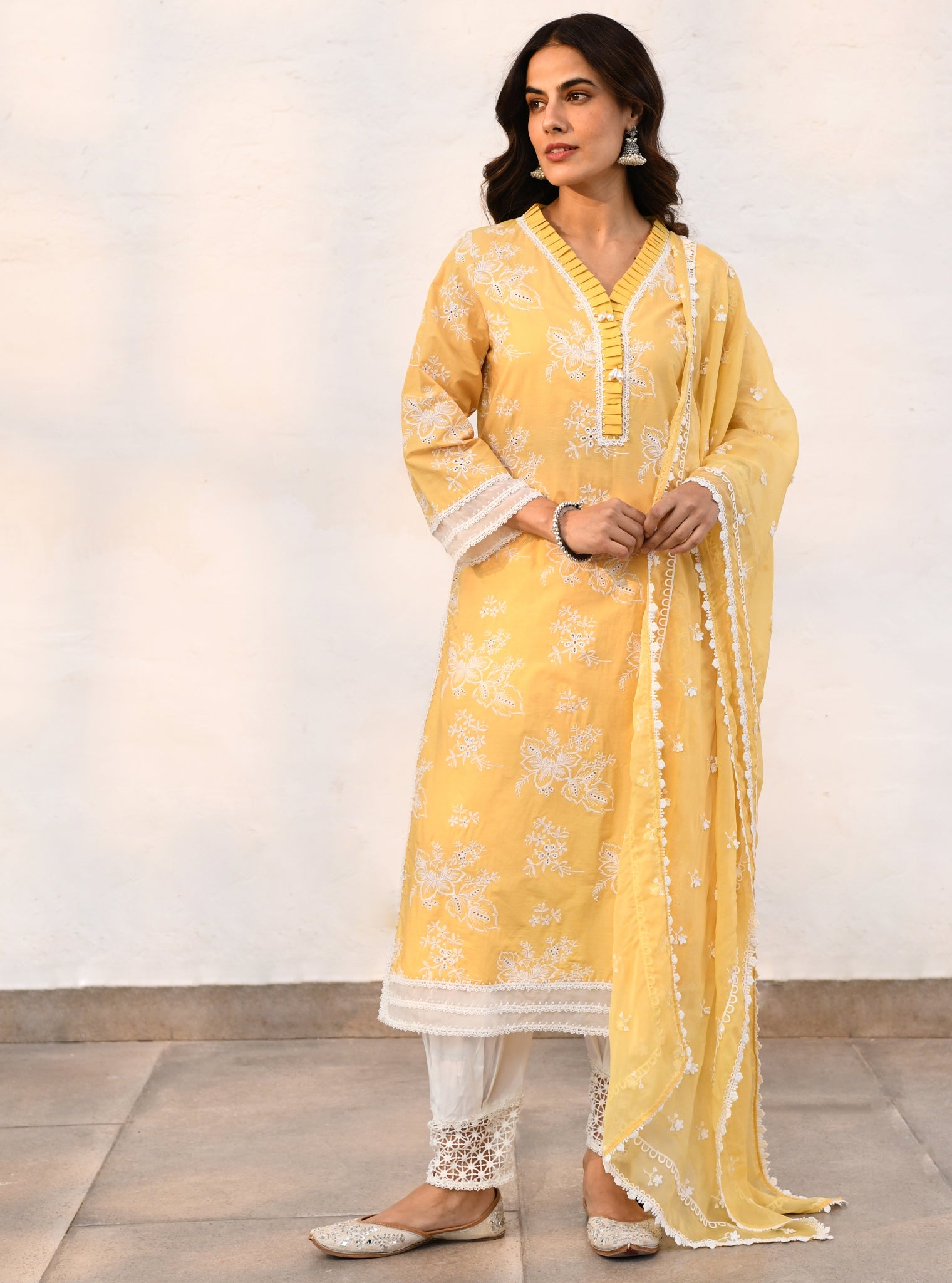 Verlem Supima Cotton Yellow Kurta Set