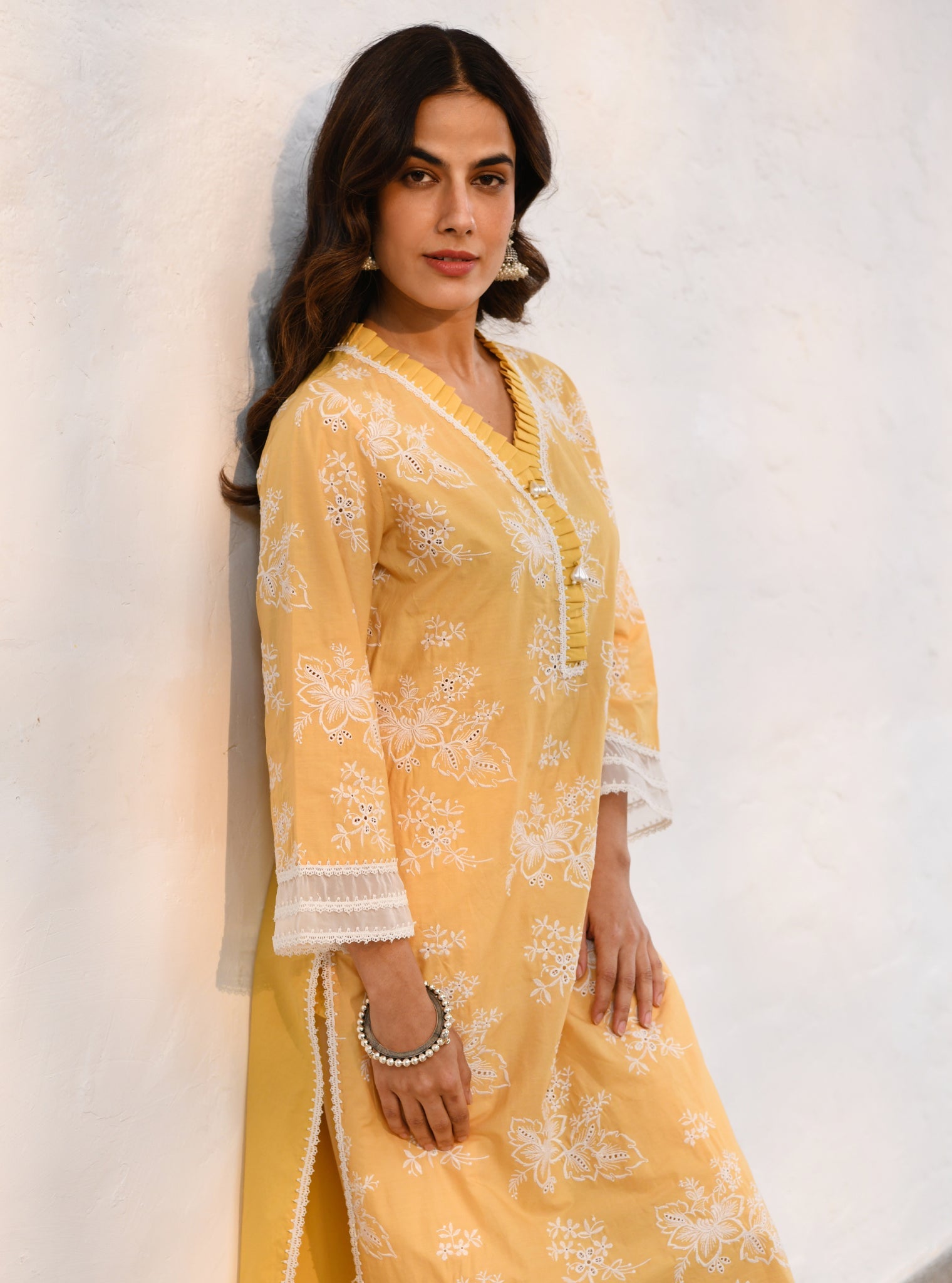 Verlem Supima Cotton Yellow Kurta Set