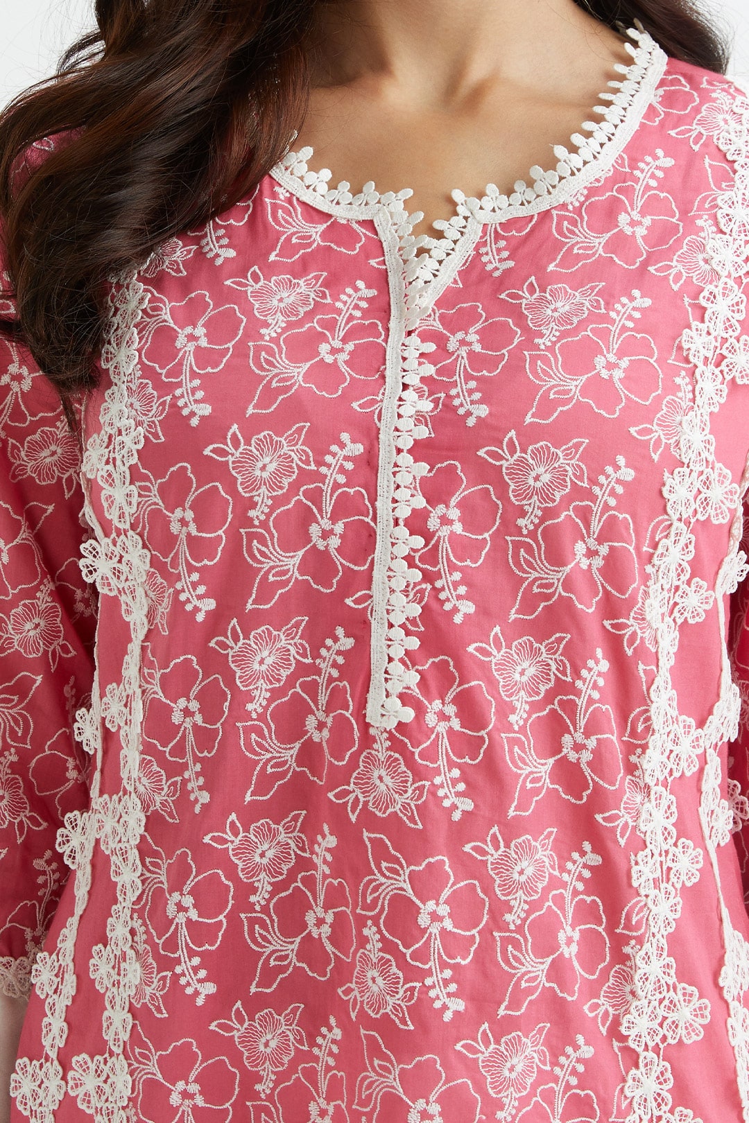 Mulmul Supima Cotton Vireo Fuchsia Kurta