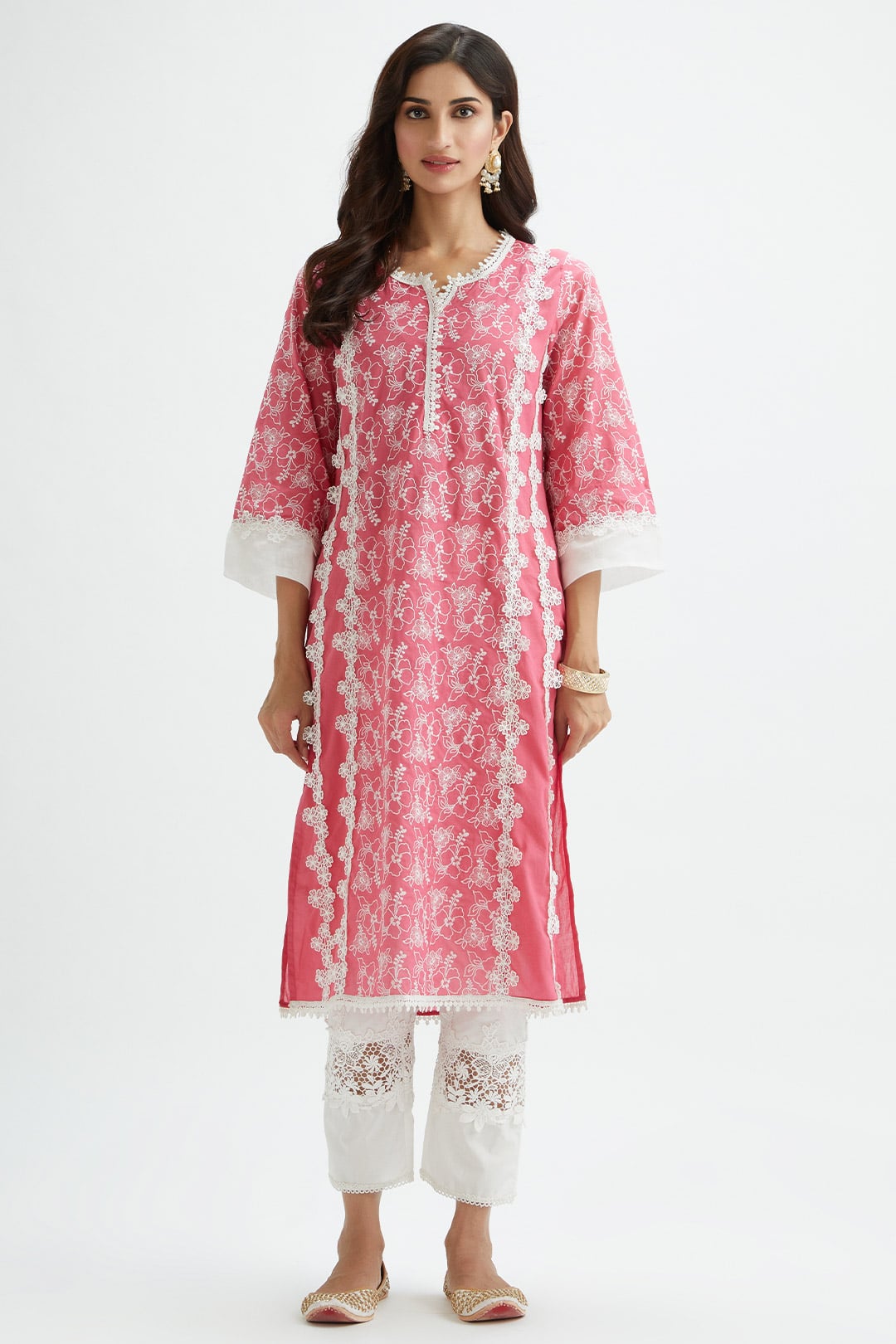 Mulmul Supima Cotton Vireo Fuchsia Kurta