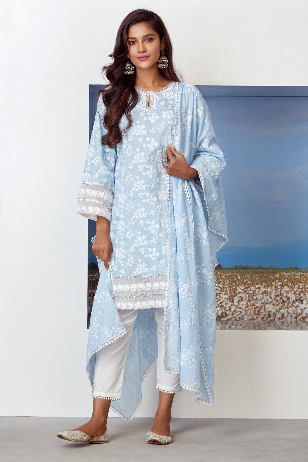 Viva Supima Cotton Light Blue Kurta Set