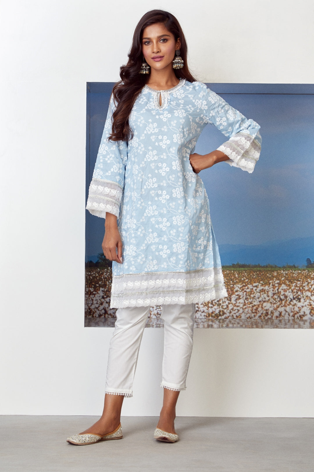 Viva Supima Cotton Light Blue Kurta Set