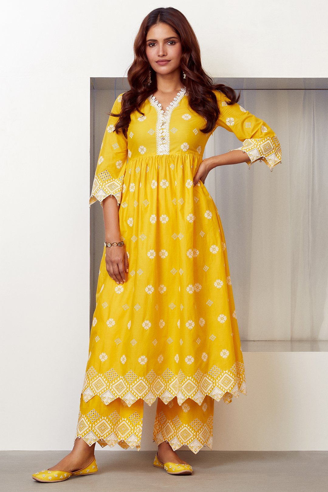 Warm Glow Supima Cotton Mango Kurta with Palazzo Set
