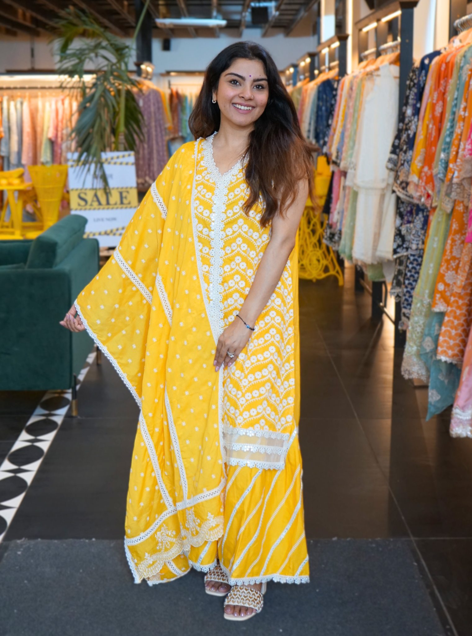 Gabriella Supima Cotton Mango Kurta with Garara Set