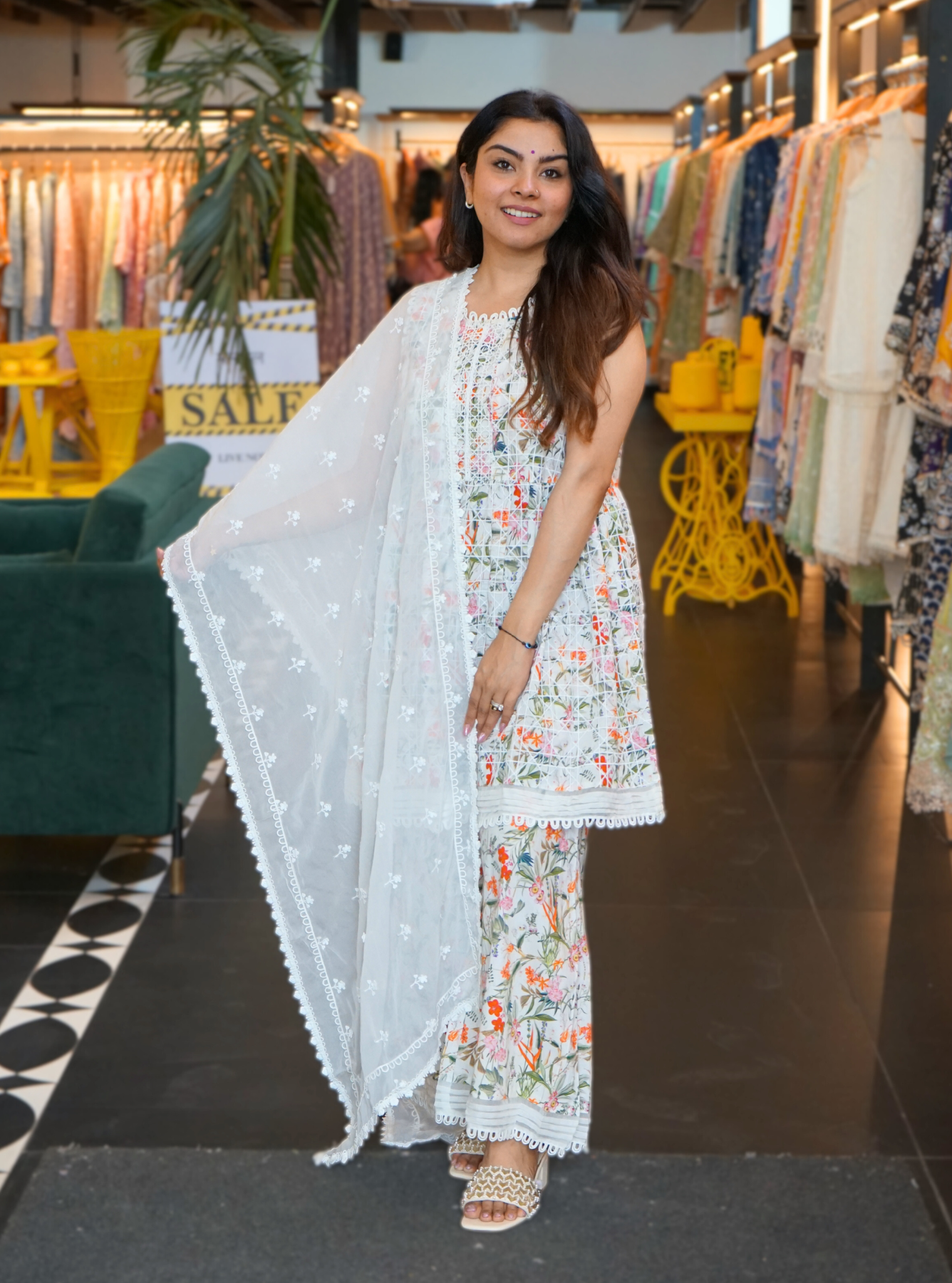 Elora Supima Cotton Blue Kurta with Bell Bottom Pant Set