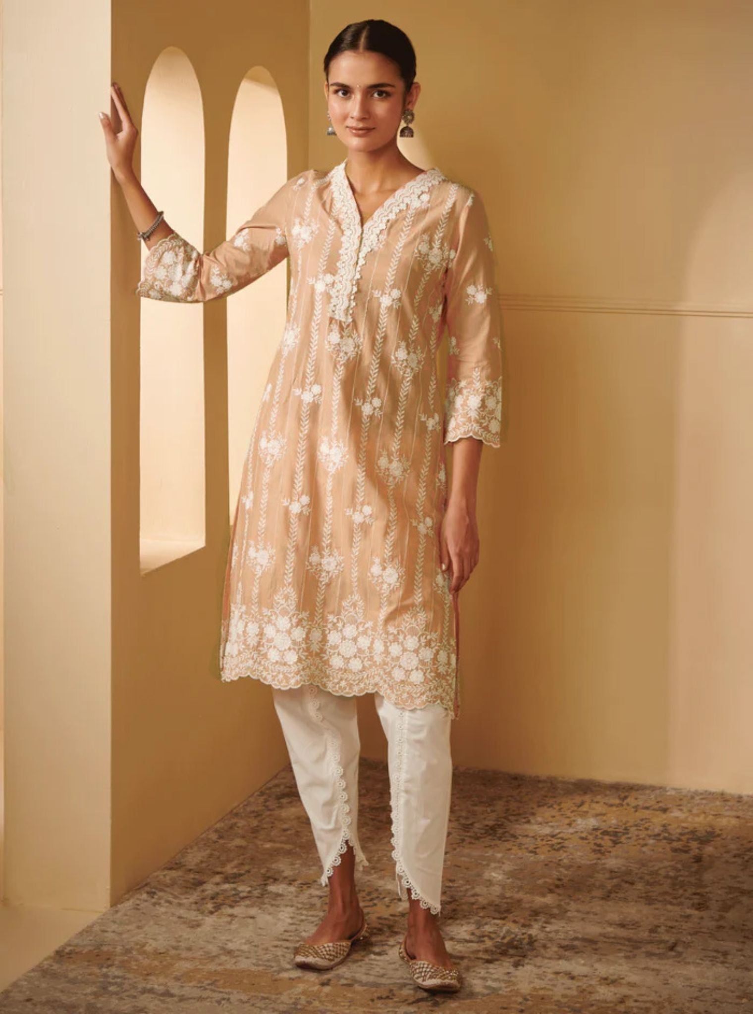 Mulmul Supima Cotton Dhansiri Beige Kurta