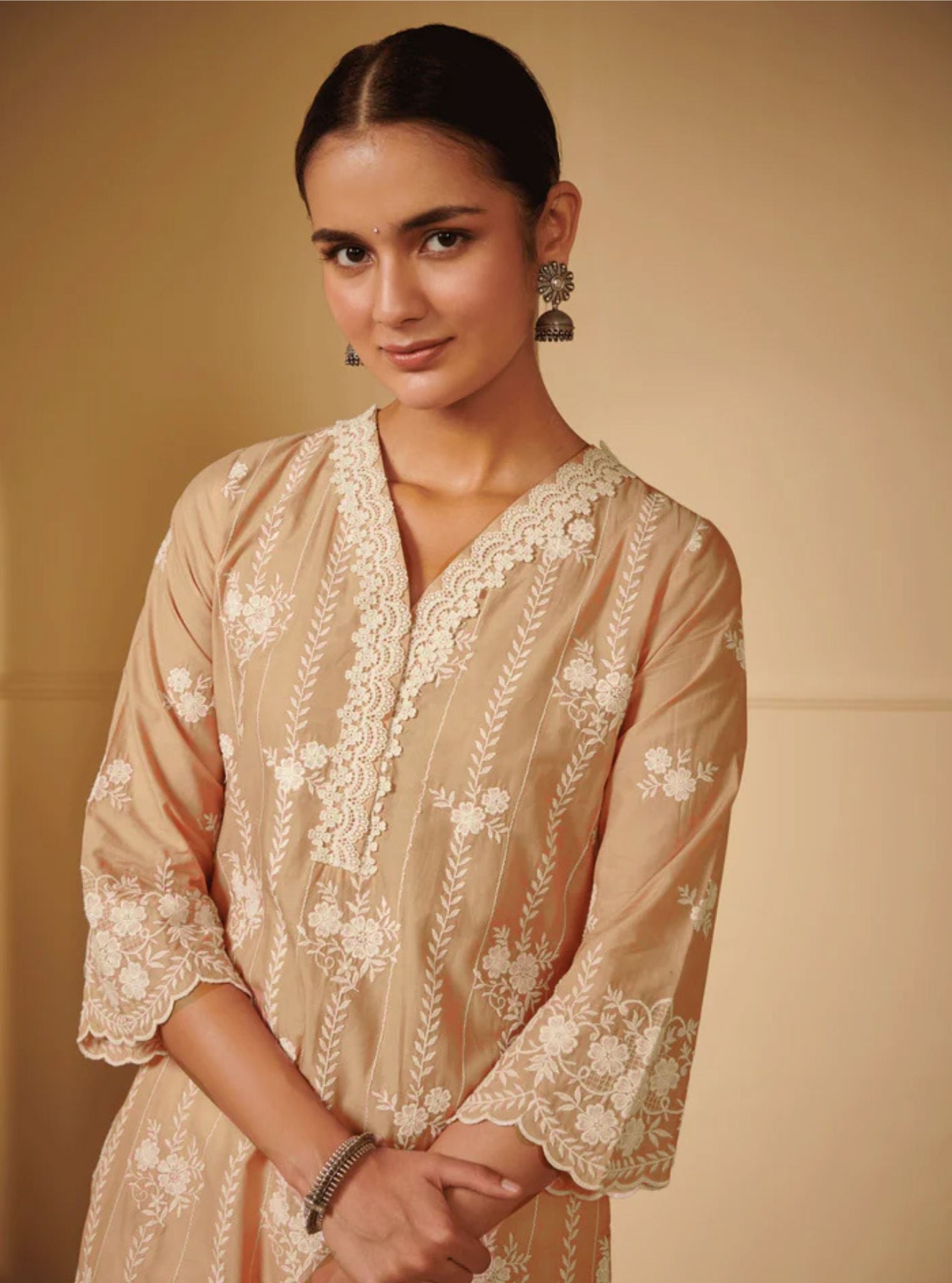 Mulmul Supima Cotton Dhansiri Beige Kurta