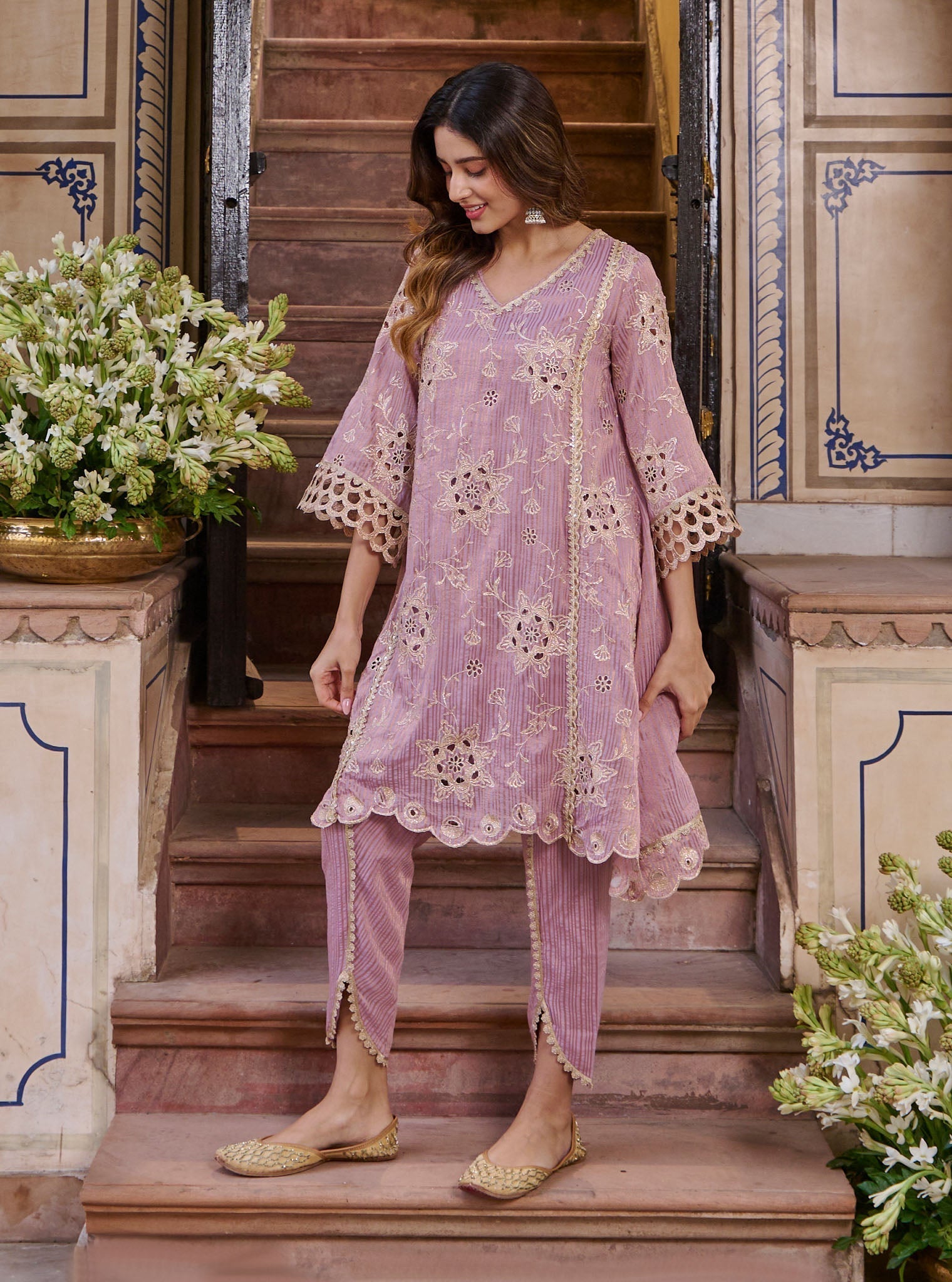 Magan Banarsi Lilac Kurta Set