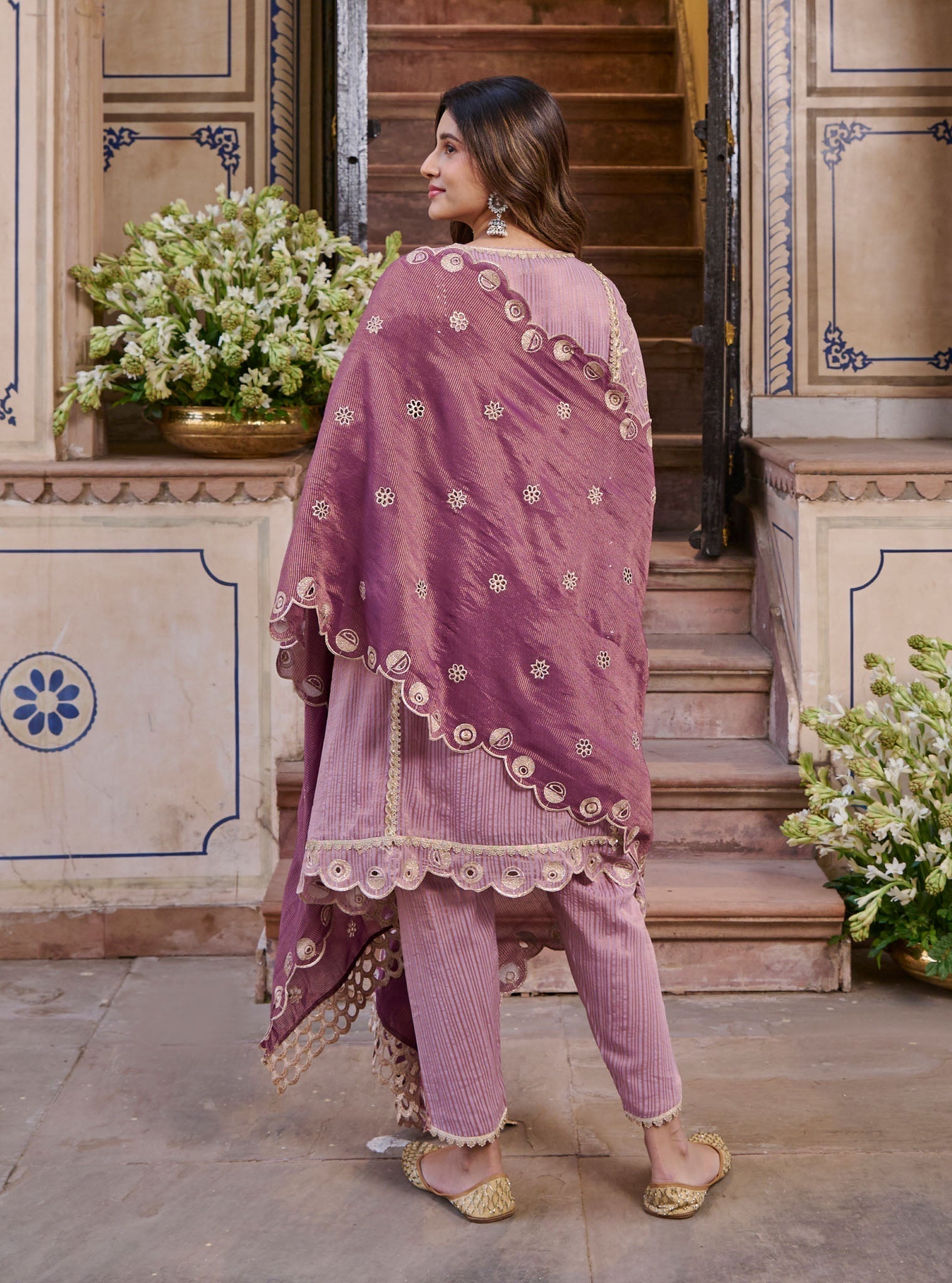 Magan Banarsi Lilac Kurta Set