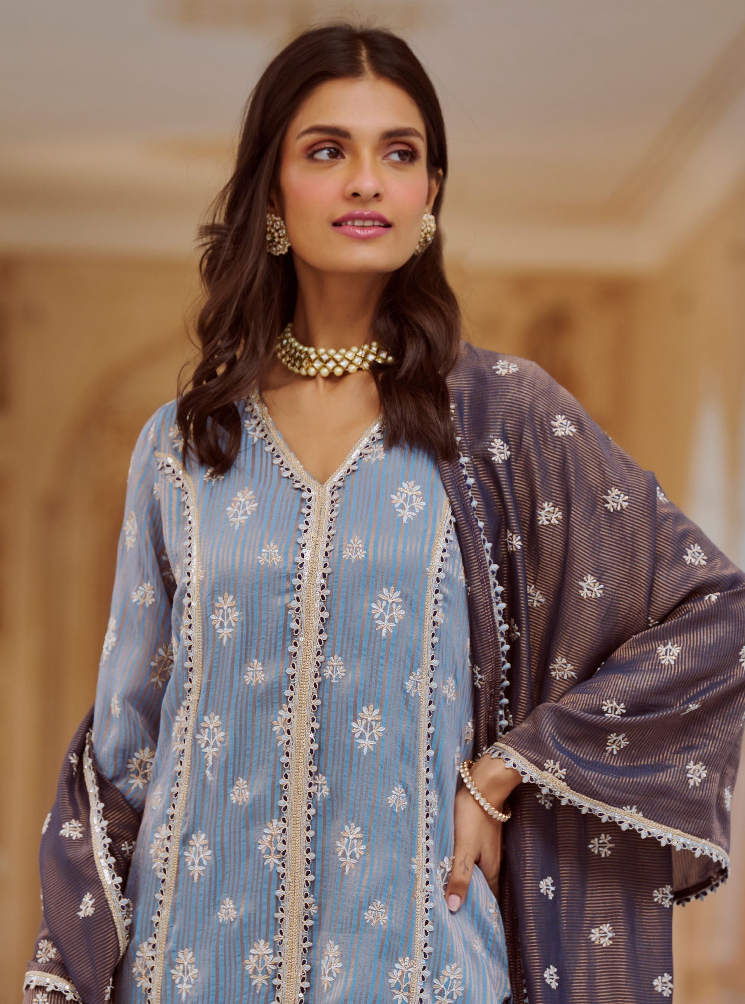 Gerua Banarsi Blue Kurta Set