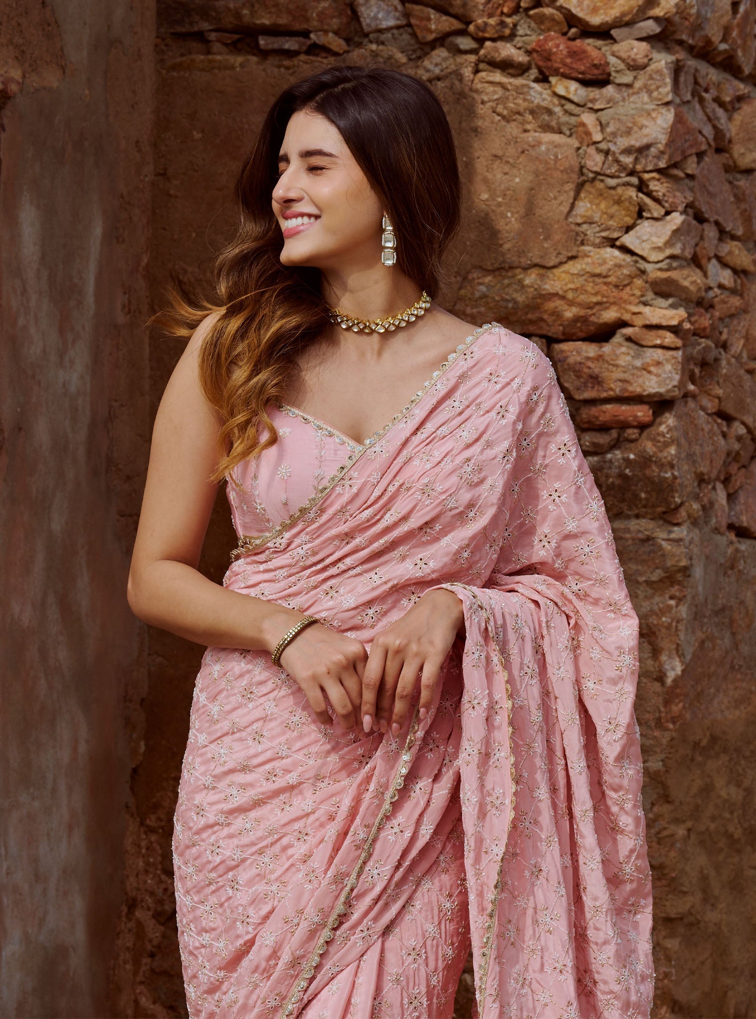 Banni Crepe Pink Saree